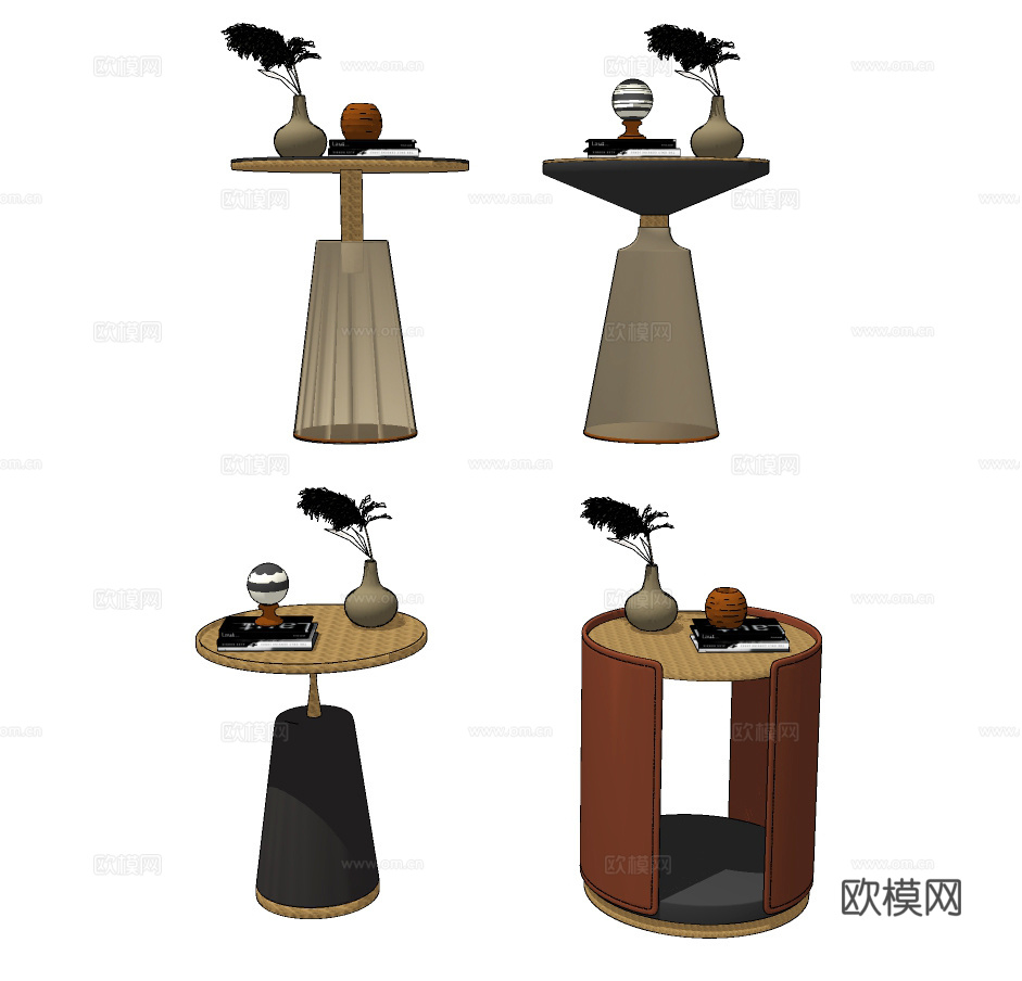 现代圆几边几su模型下载