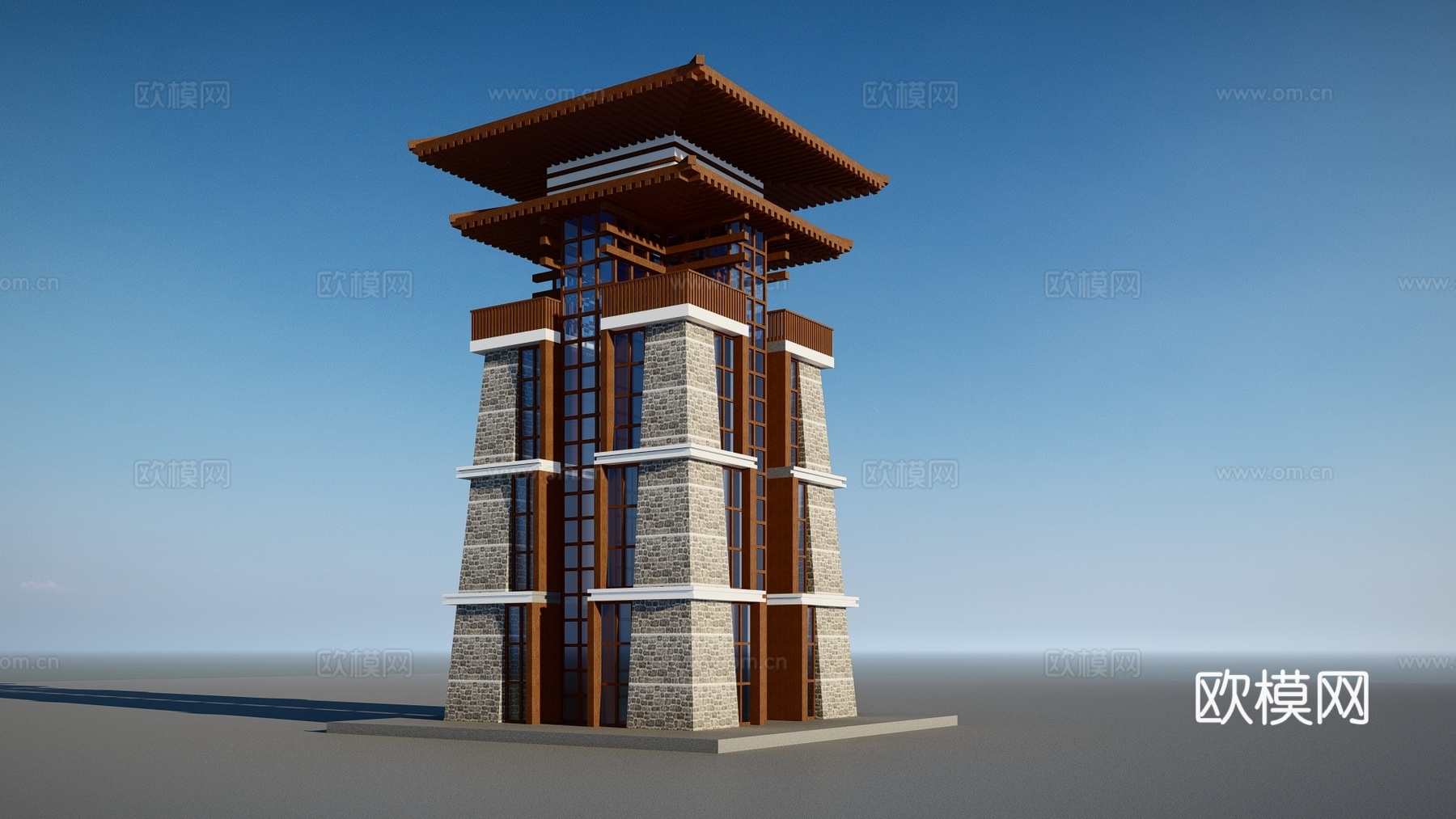 中式古建景观塔塔楼su模型下载