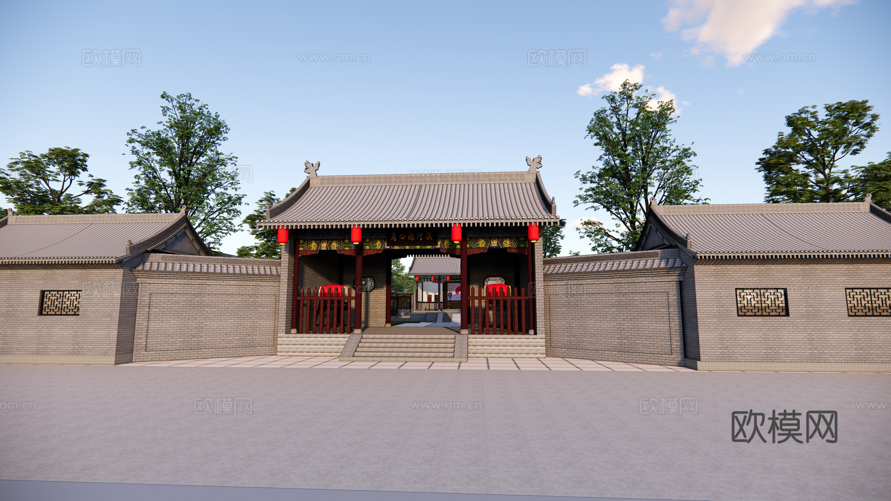 中式古建县衙su模型下载