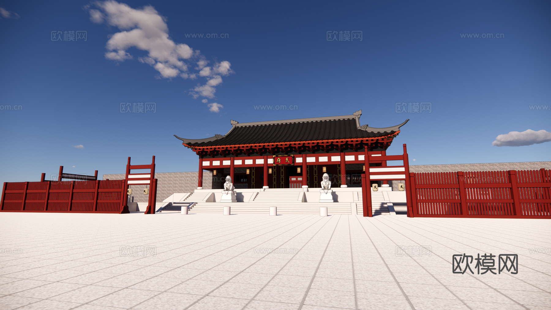中式古建大宅门su模型下载