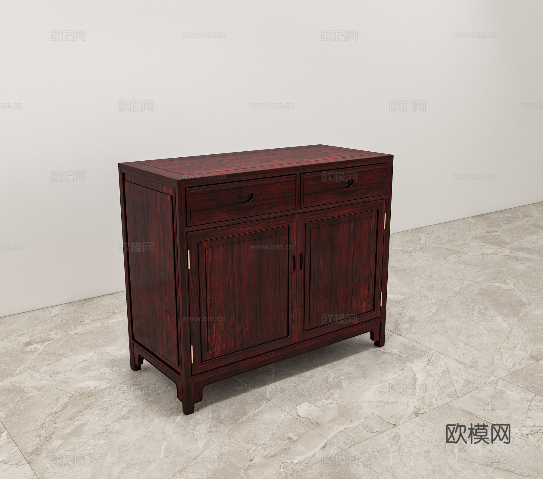 中式餐边柜 实木红木3d模型