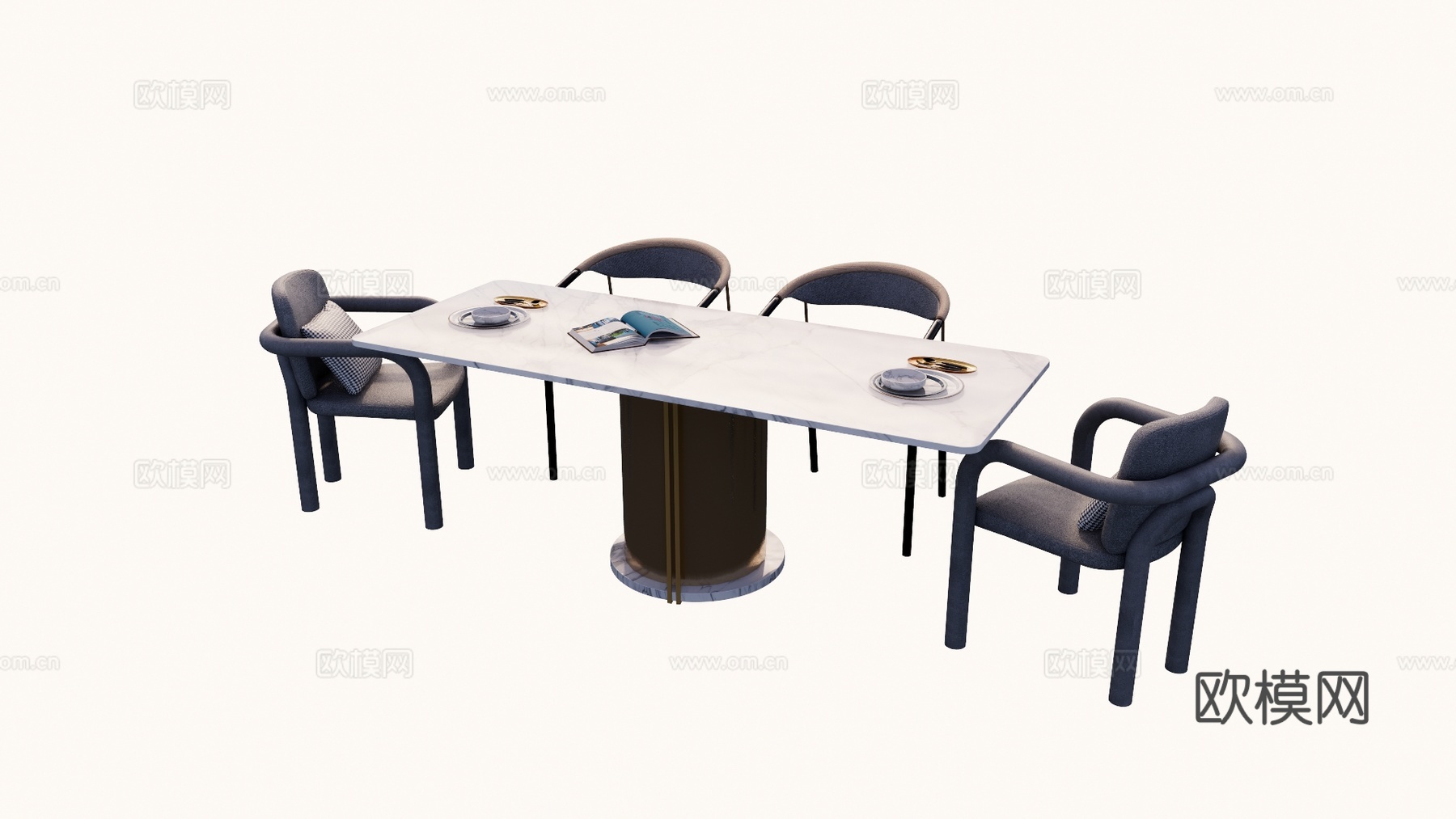 现代轻奢餐桌椅su模型下载