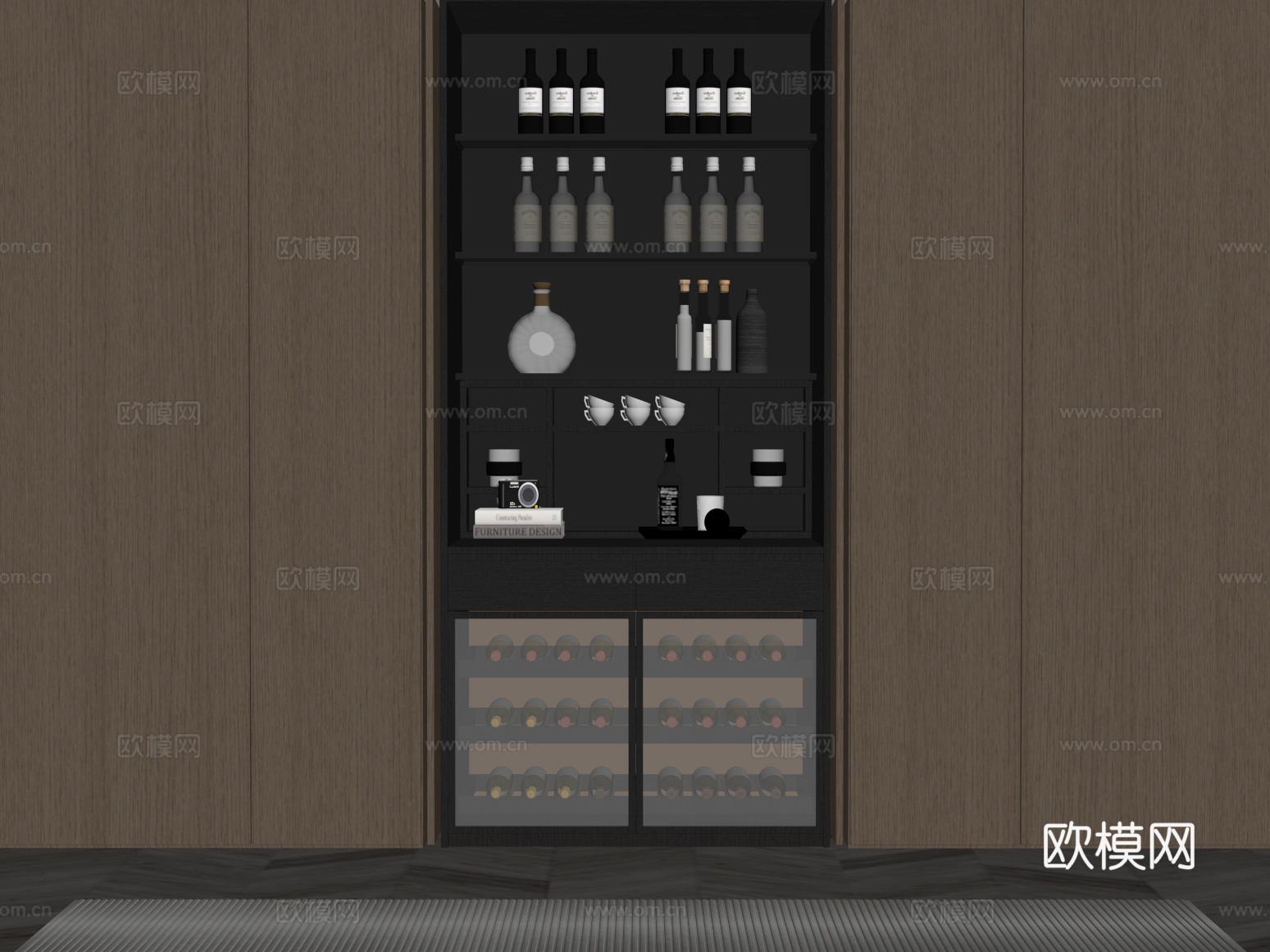 03意式极简酒柜 酒架su模型
