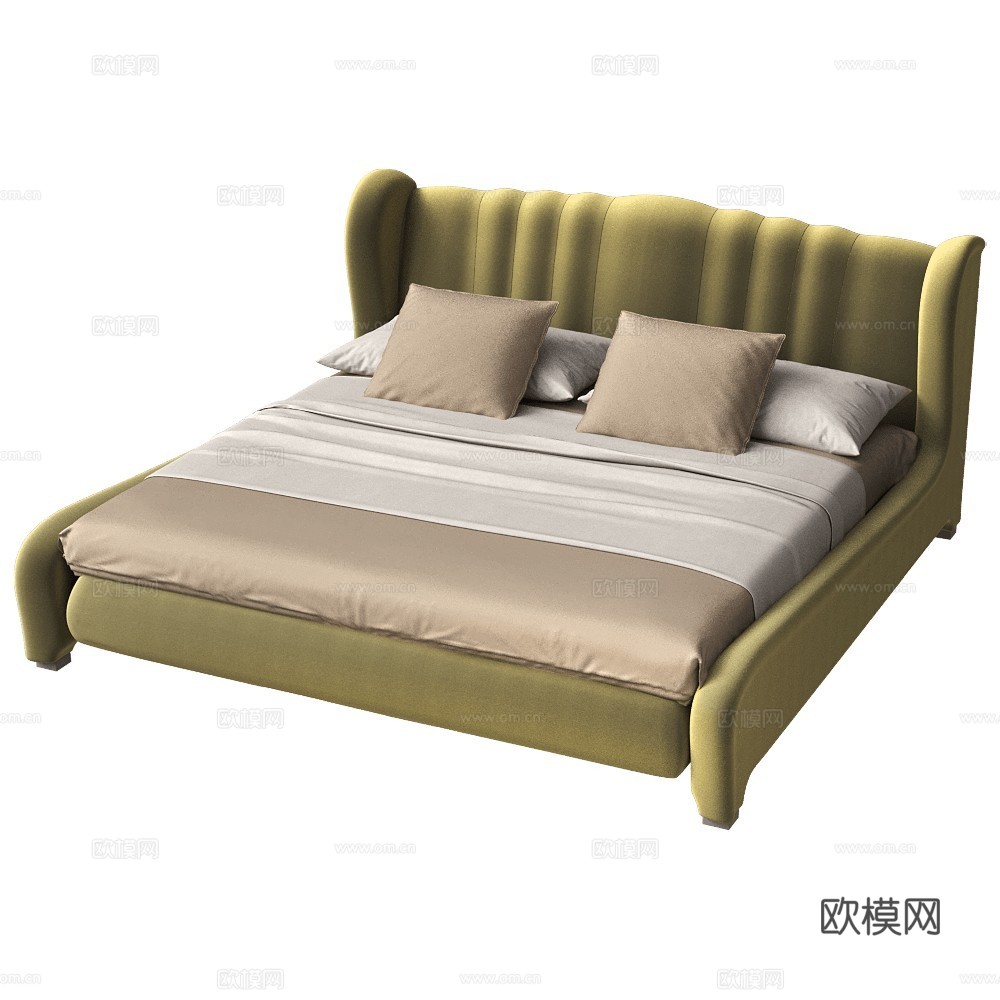 Modenese 欧式古典双人床 欧式布艺床 复古双人床3d模型