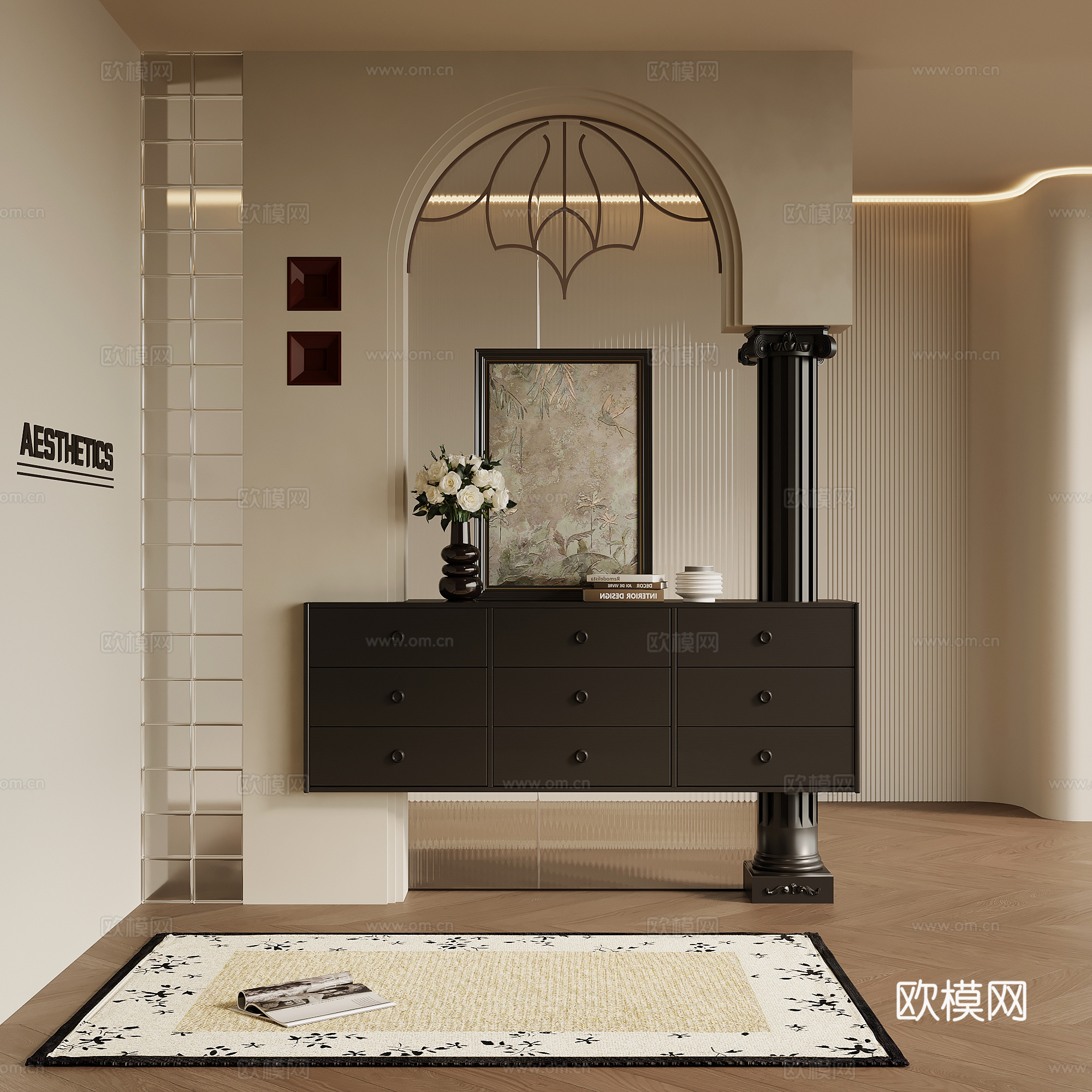 玄关 法式复古玄关 隔断3d模型