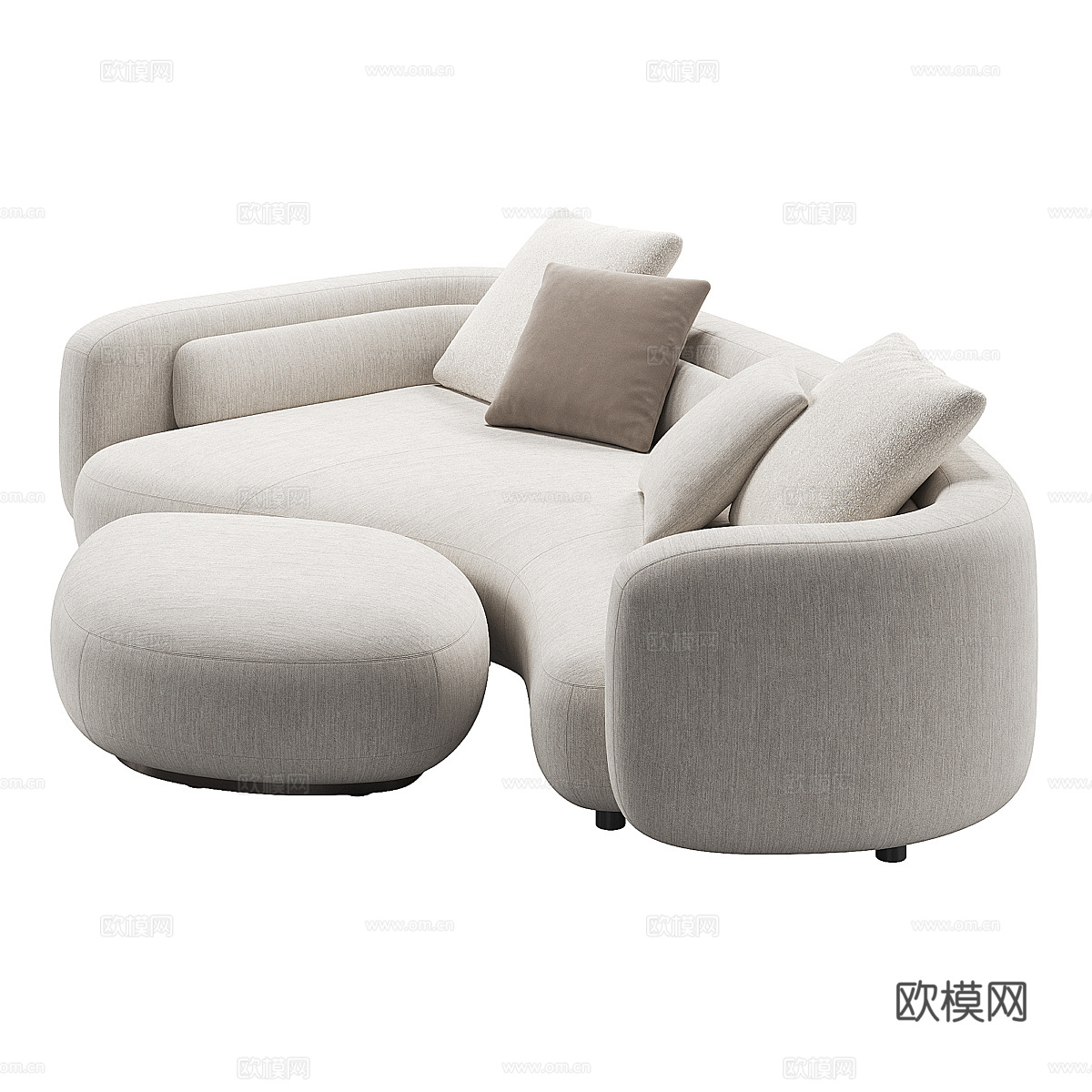 现代奶油风布艺休闲沙发3d模型