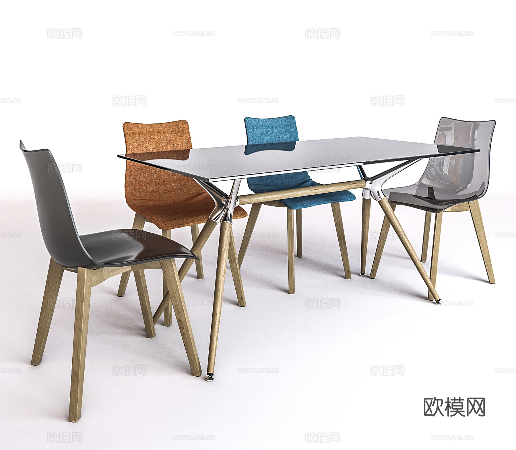 现代休闲桌椅  餐桌椅组合  洽谈桌椅3d模型