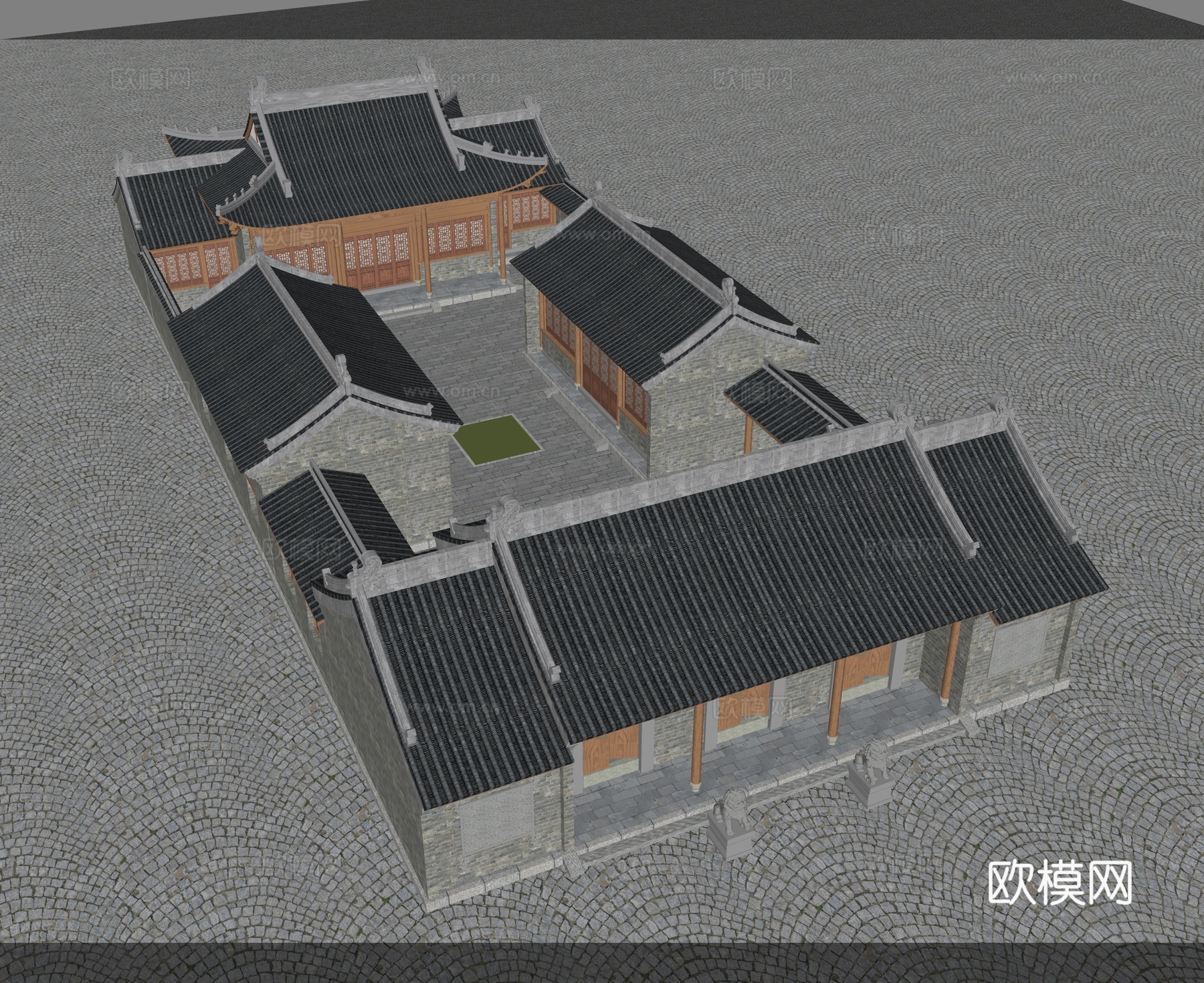 中式祠堂 祠堂建筑su模型