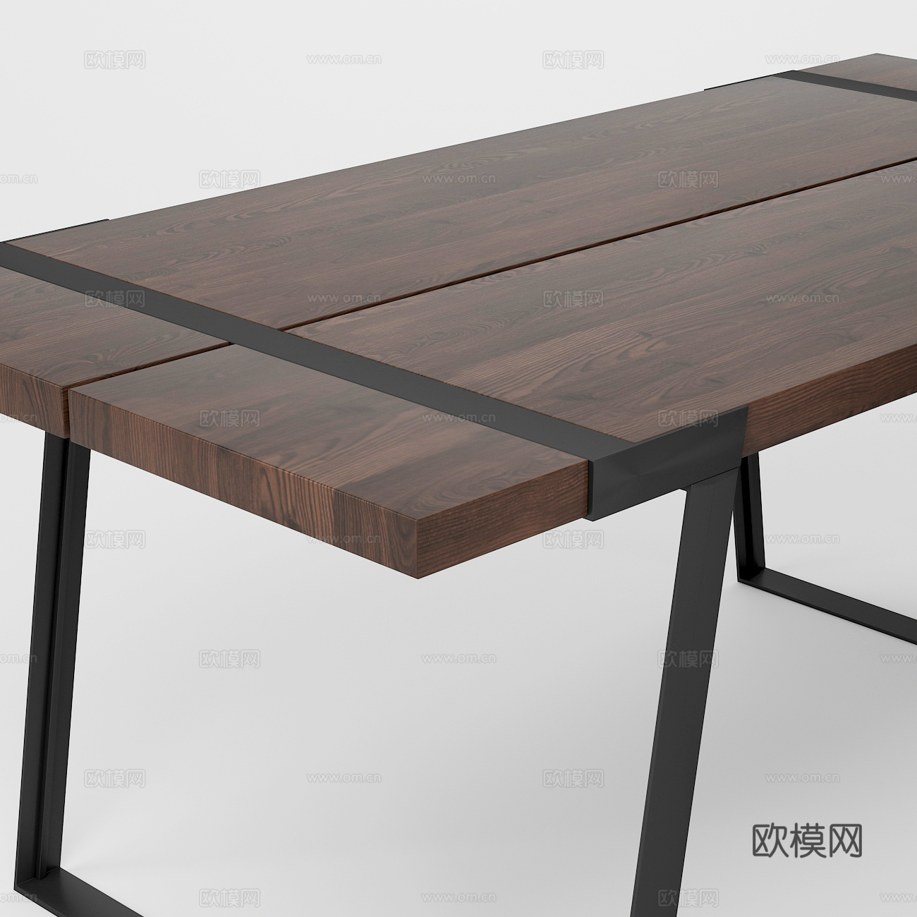 现代意式工业风餐桌椅组合3d模型