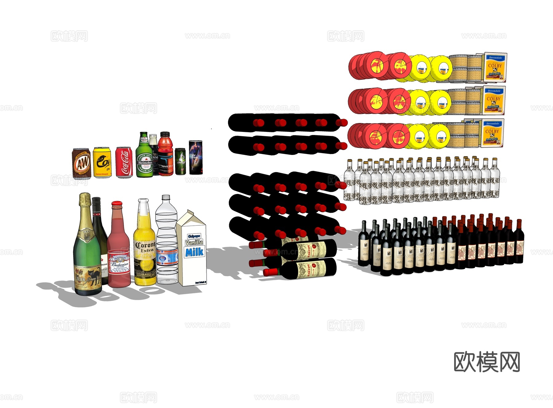 现代饮料红酒su模型下载