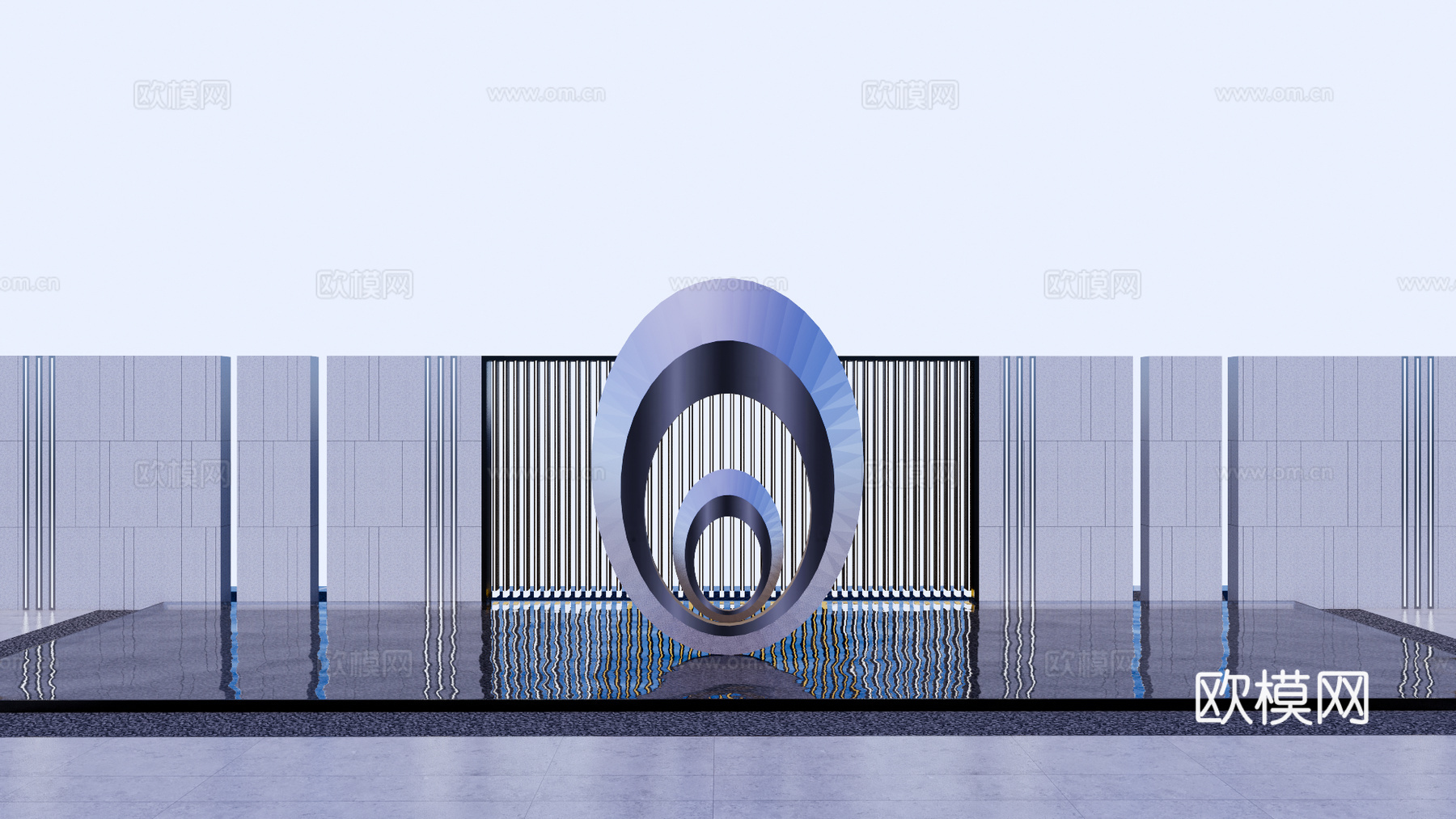现代雕塑水景小品su模型下载
