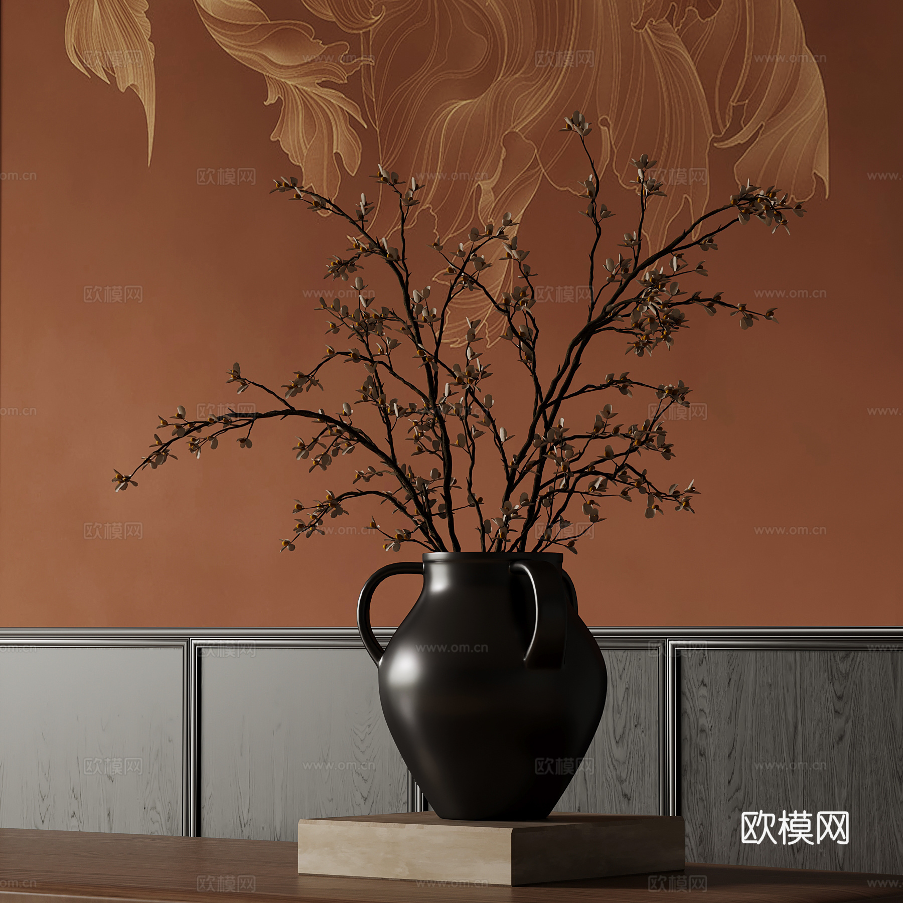 25新中式花瓶 花艺3d模型