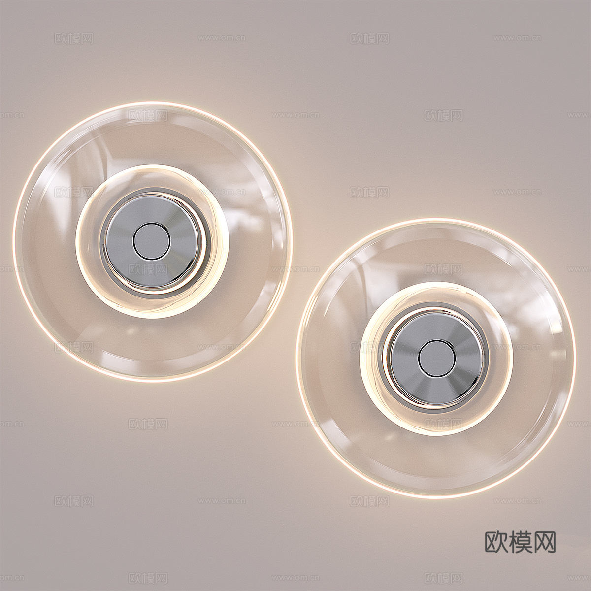 现代极简圆盘玻璃壁灯3d模型