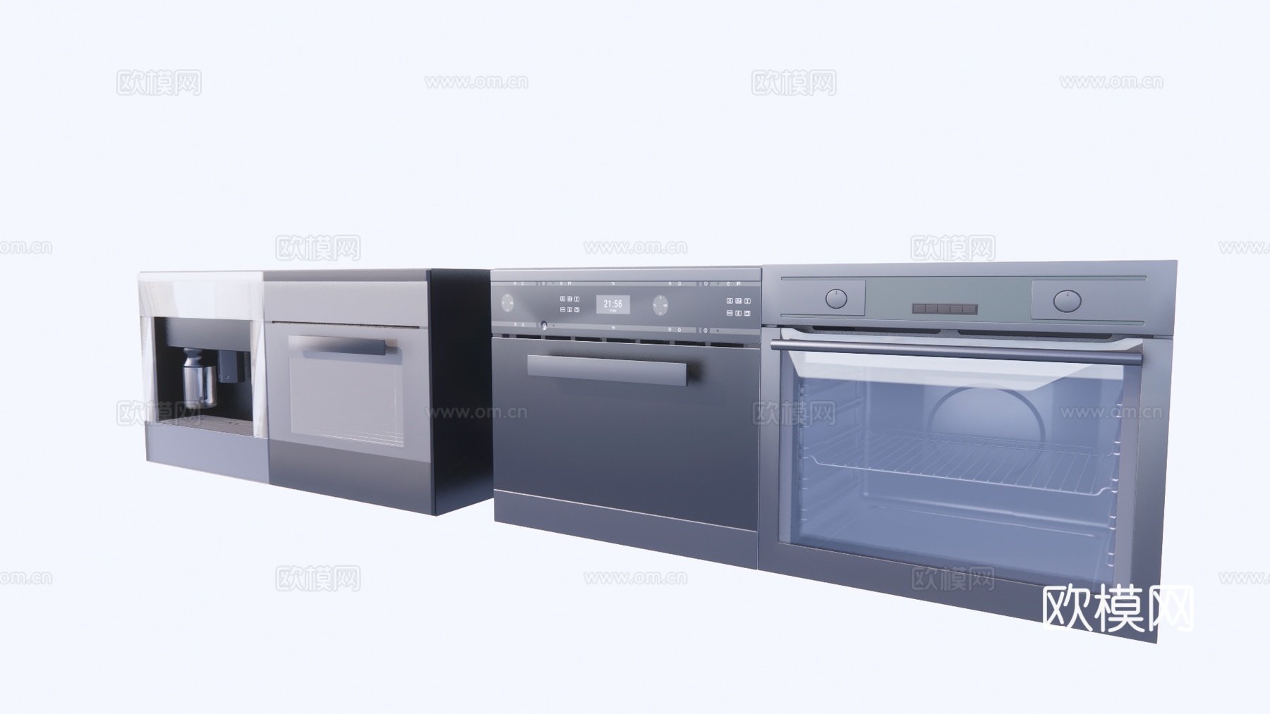 现代烤箱厨房器具su模型下载