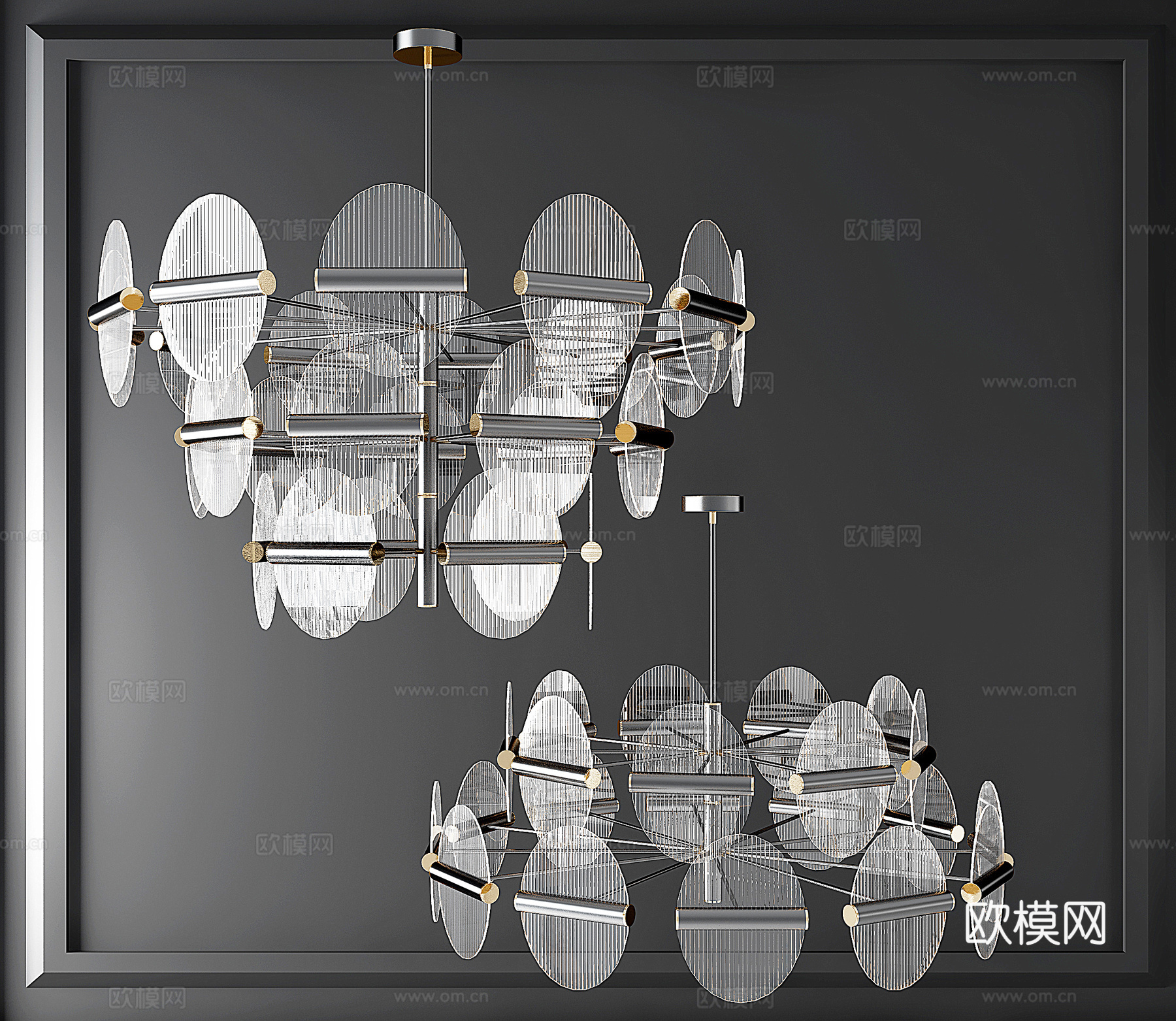 现代轻奢多头吊灯su模型下载