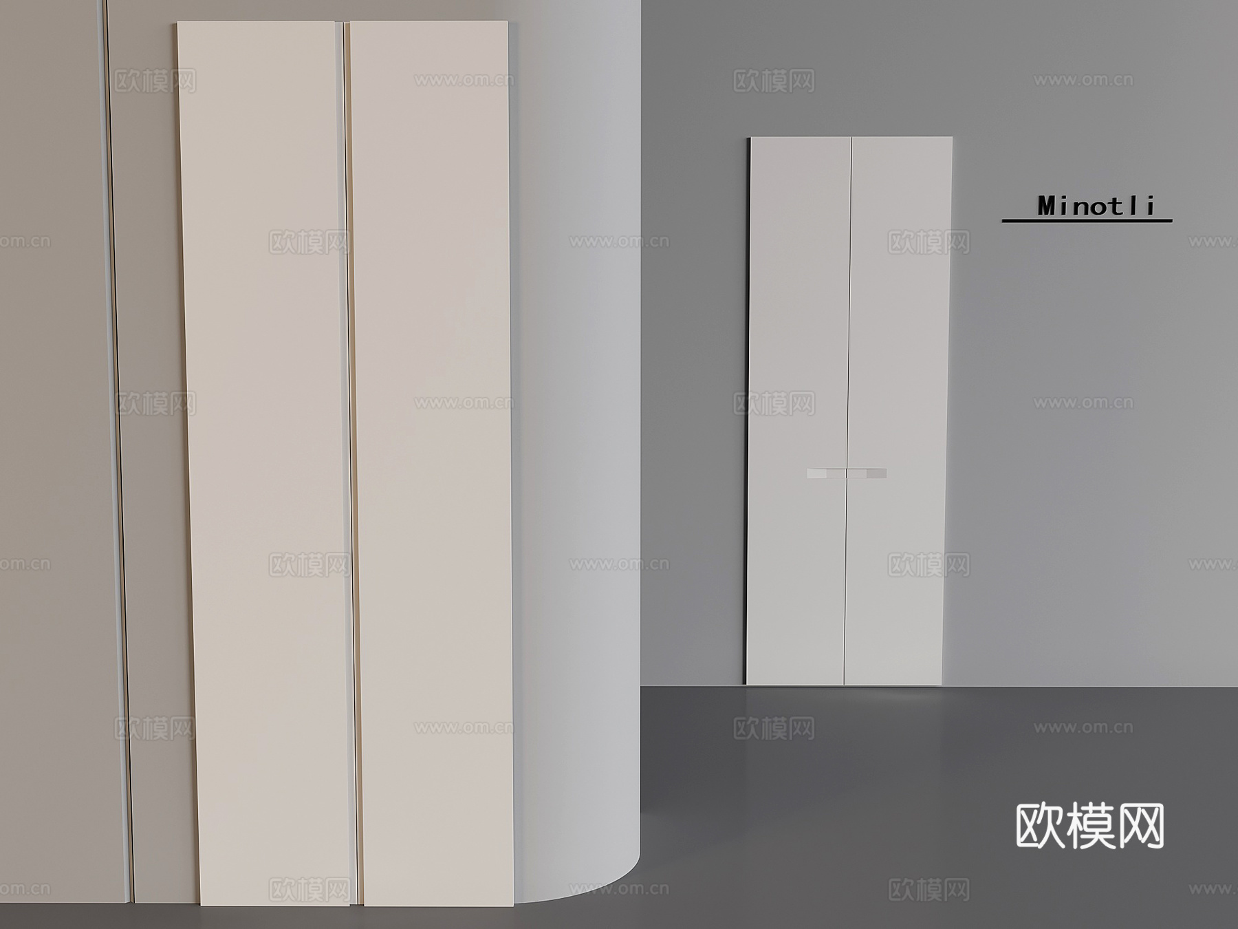 现代奶油风柜门板3d模型
