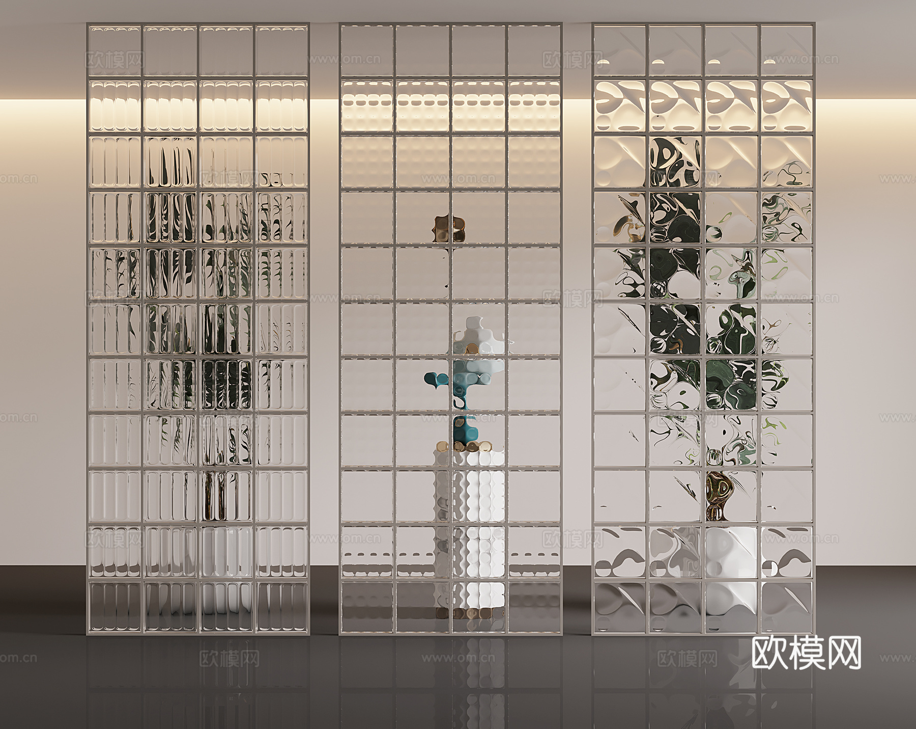现代玻璃隔断 屏风 长虹玻璃3d模型