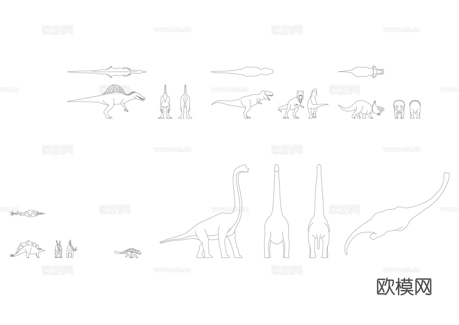恐龙动物 恐龙物种 恐龙种类 古代恐龙 恐龙群种cad施工图