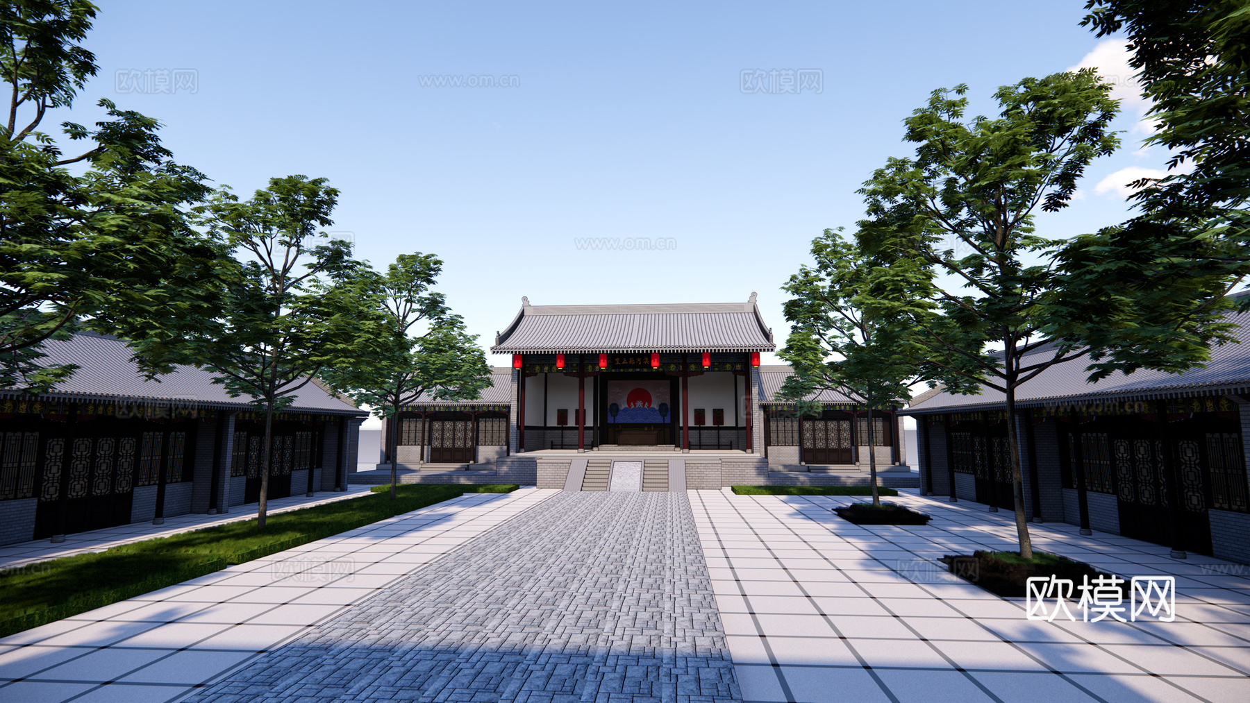 中式古建县衙su模型下载