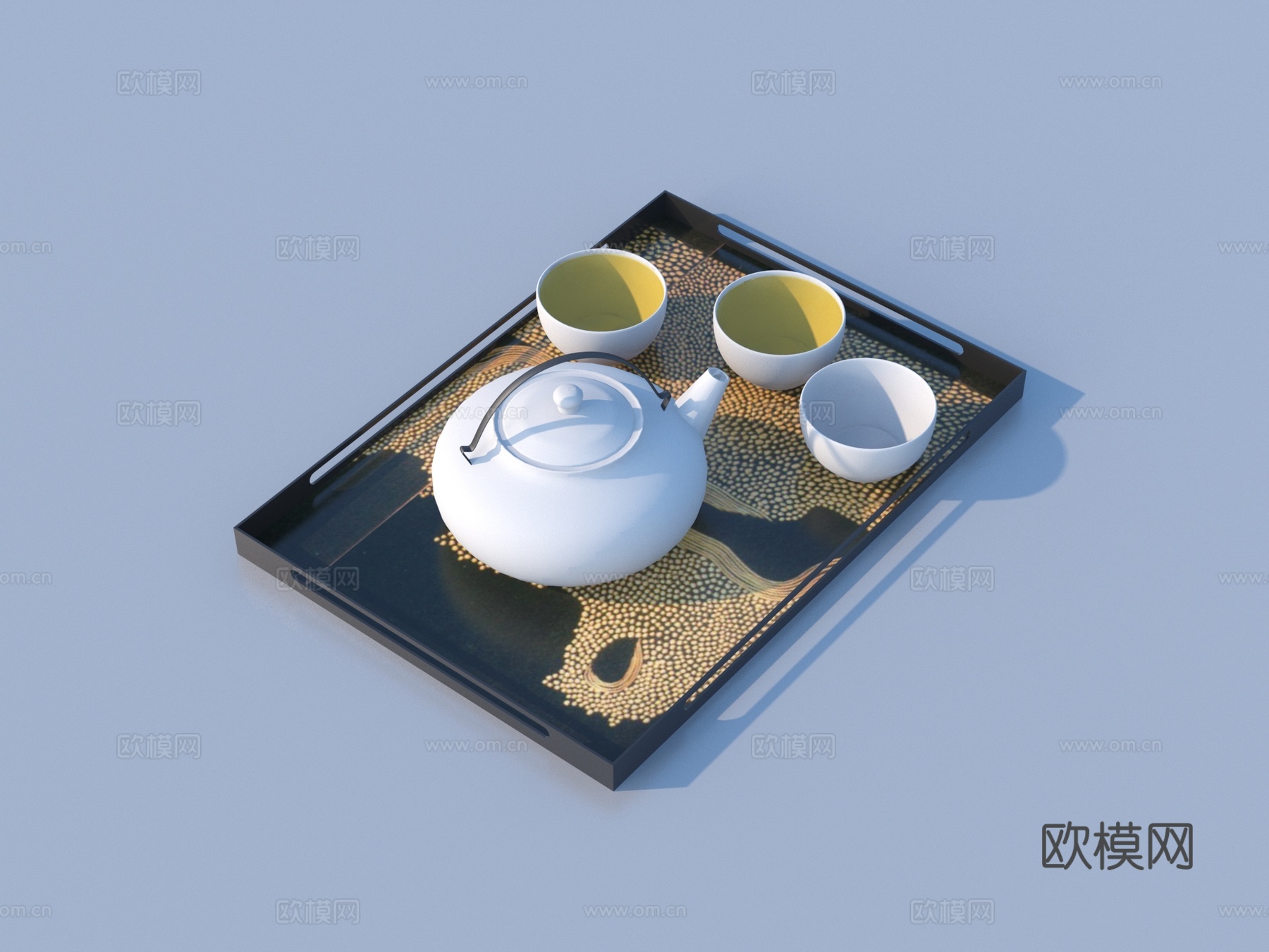 茶具 茶杯 托盘 茶水3d模型