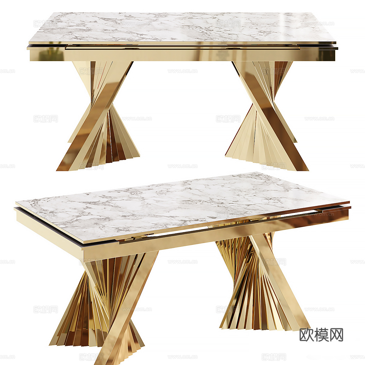 现代轻奢大理石餐桌3d模型