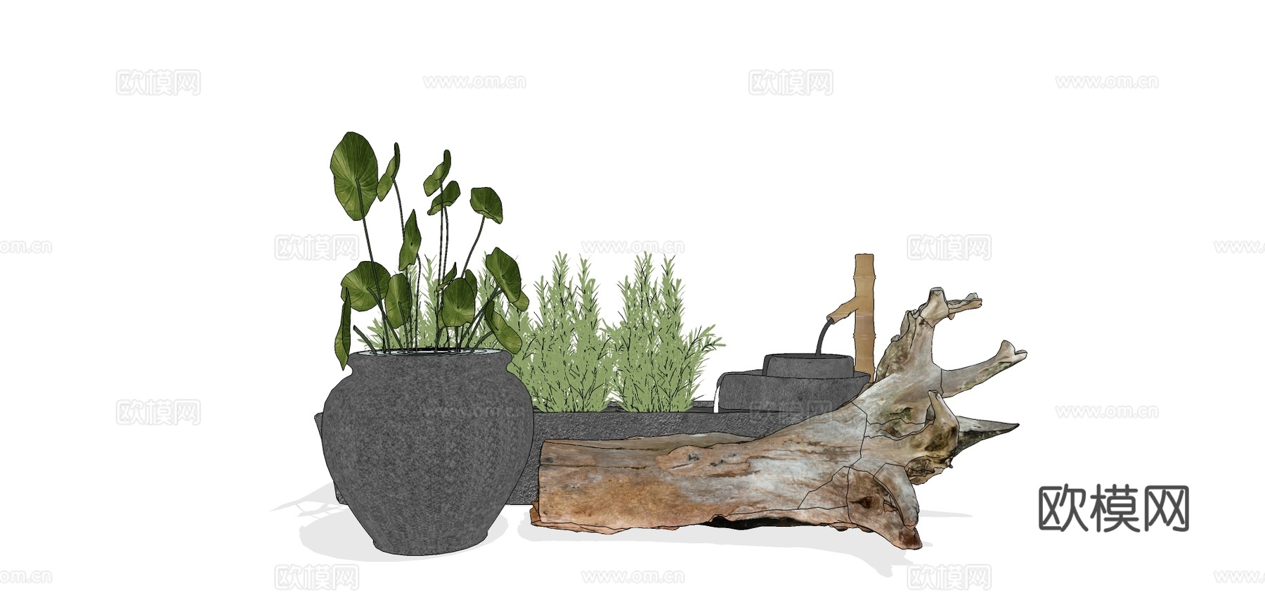 现代花坛花箱su模型下载