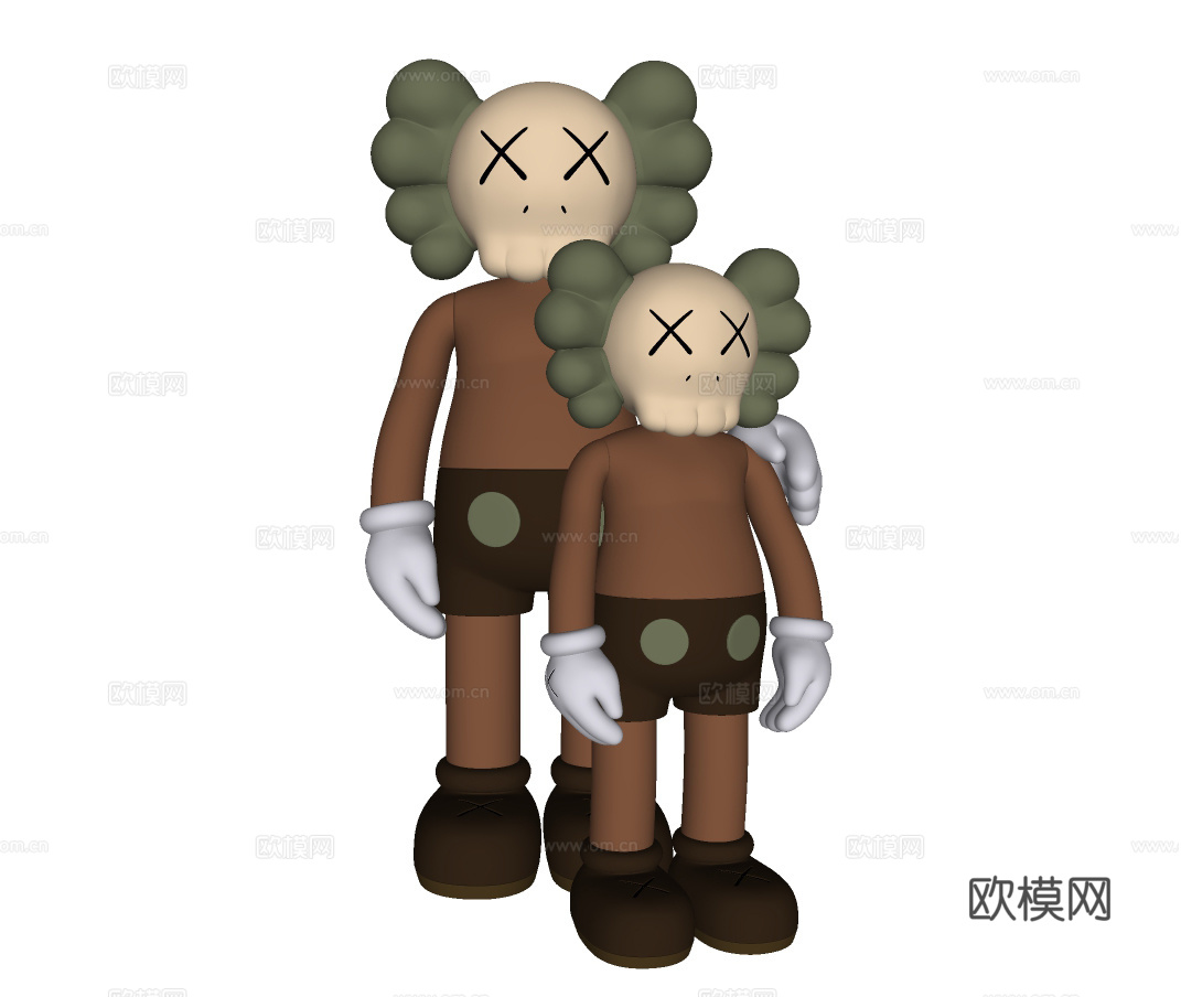 现代公仔雕塑摆件su模型下载
