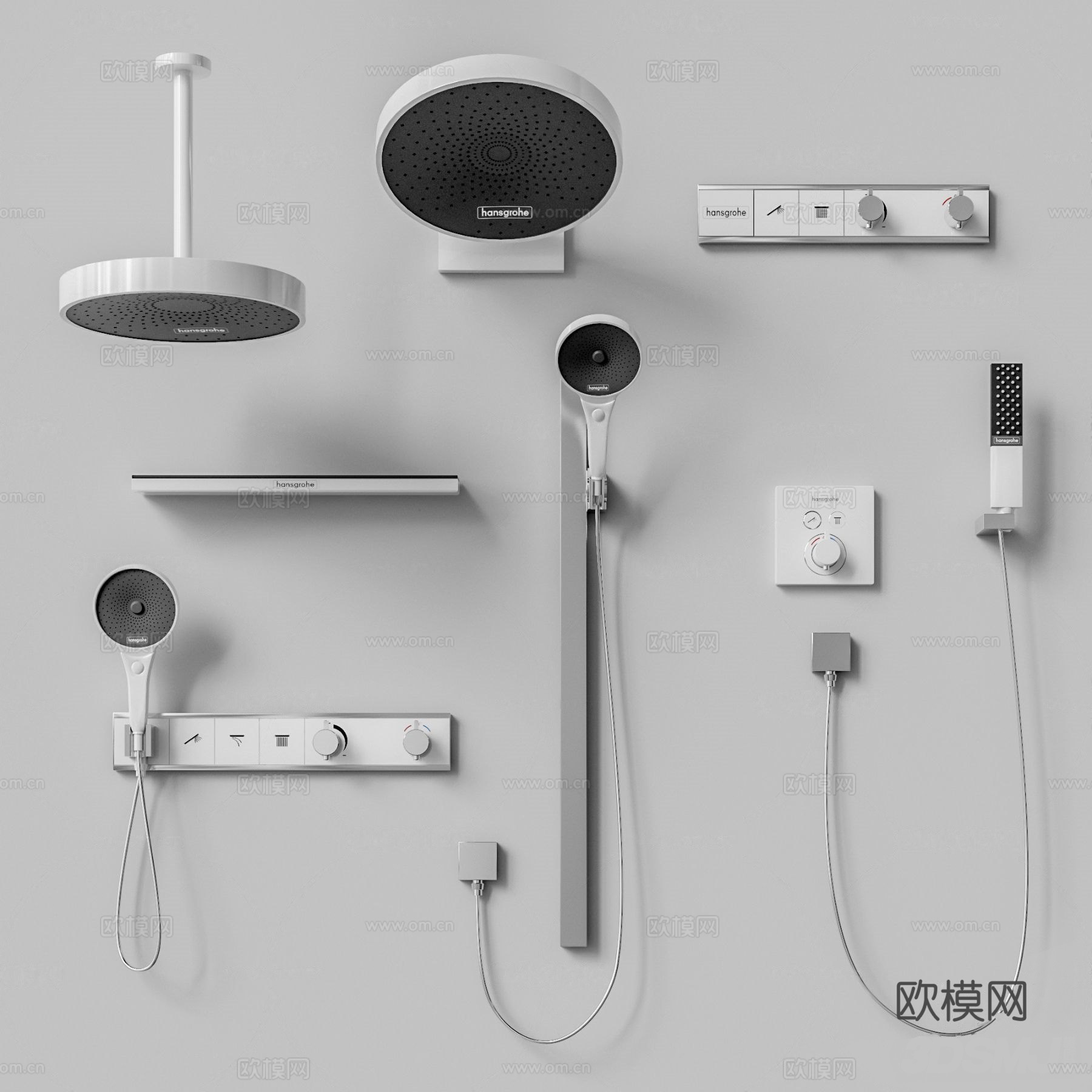 现代淋浴花洒su模型下载