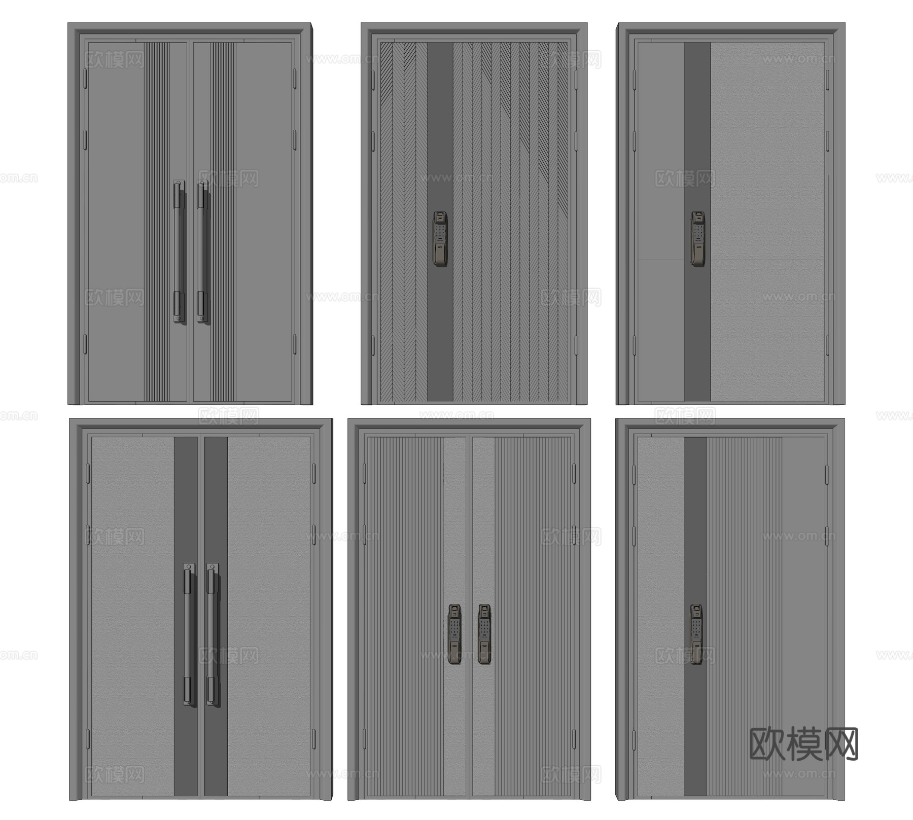 现代入户门防盗门房门su模型下载
