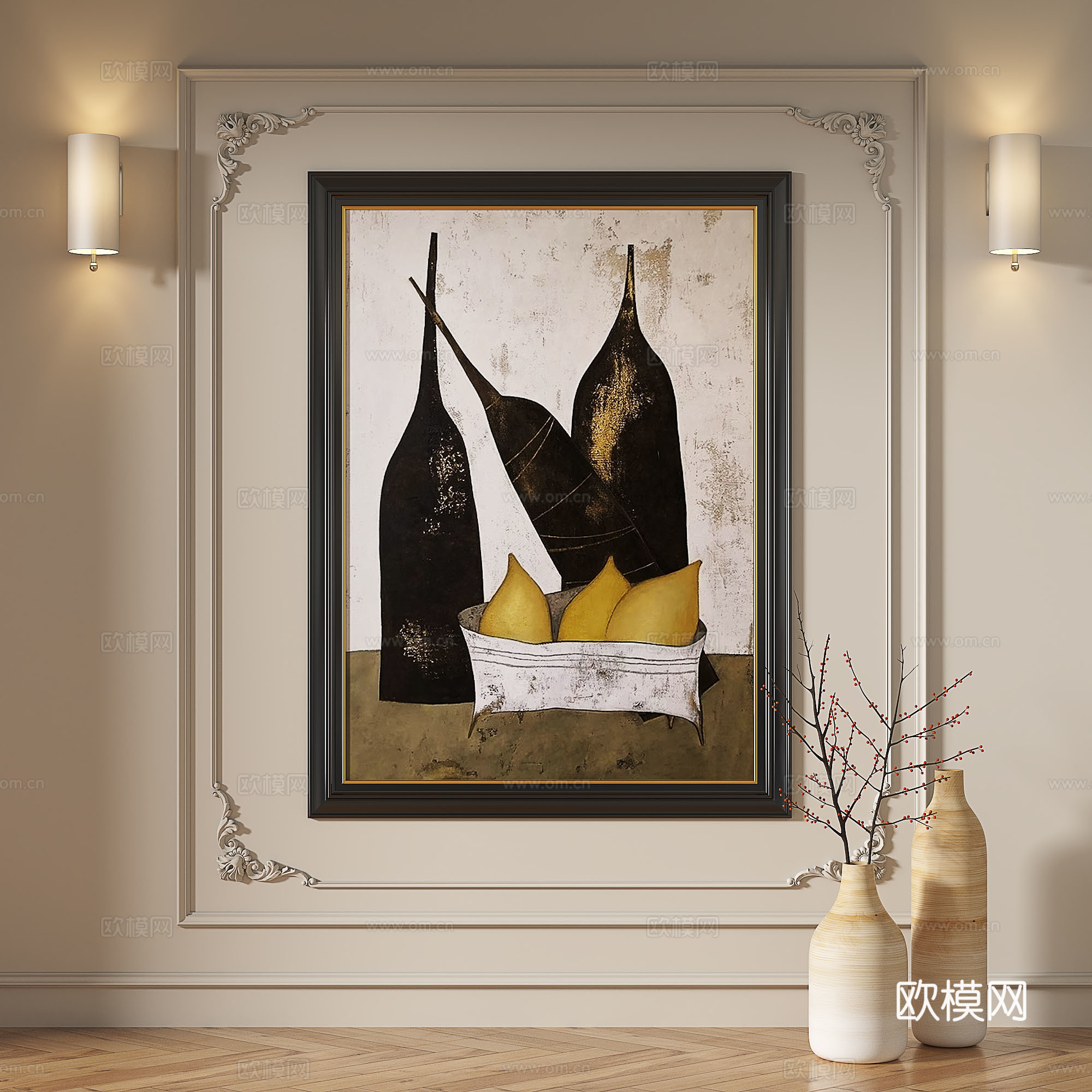 法式，复古，现代，简欧，油画，轻奢，简约，抽象，装饰画3d模型