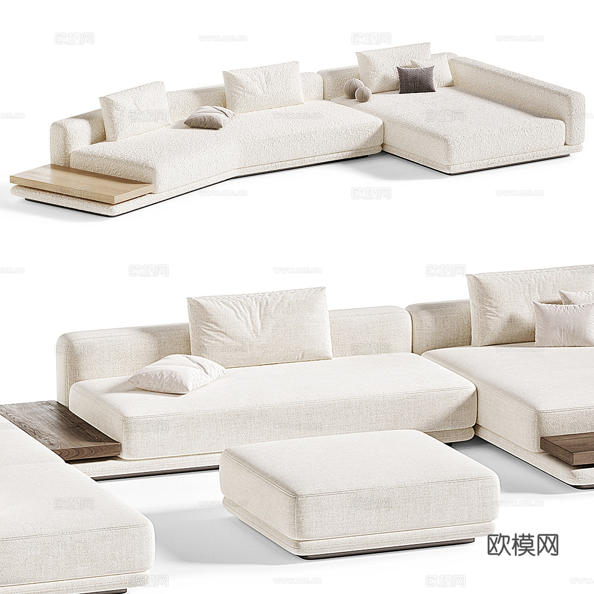 现代意式布艺组合休闲沙发3d模型