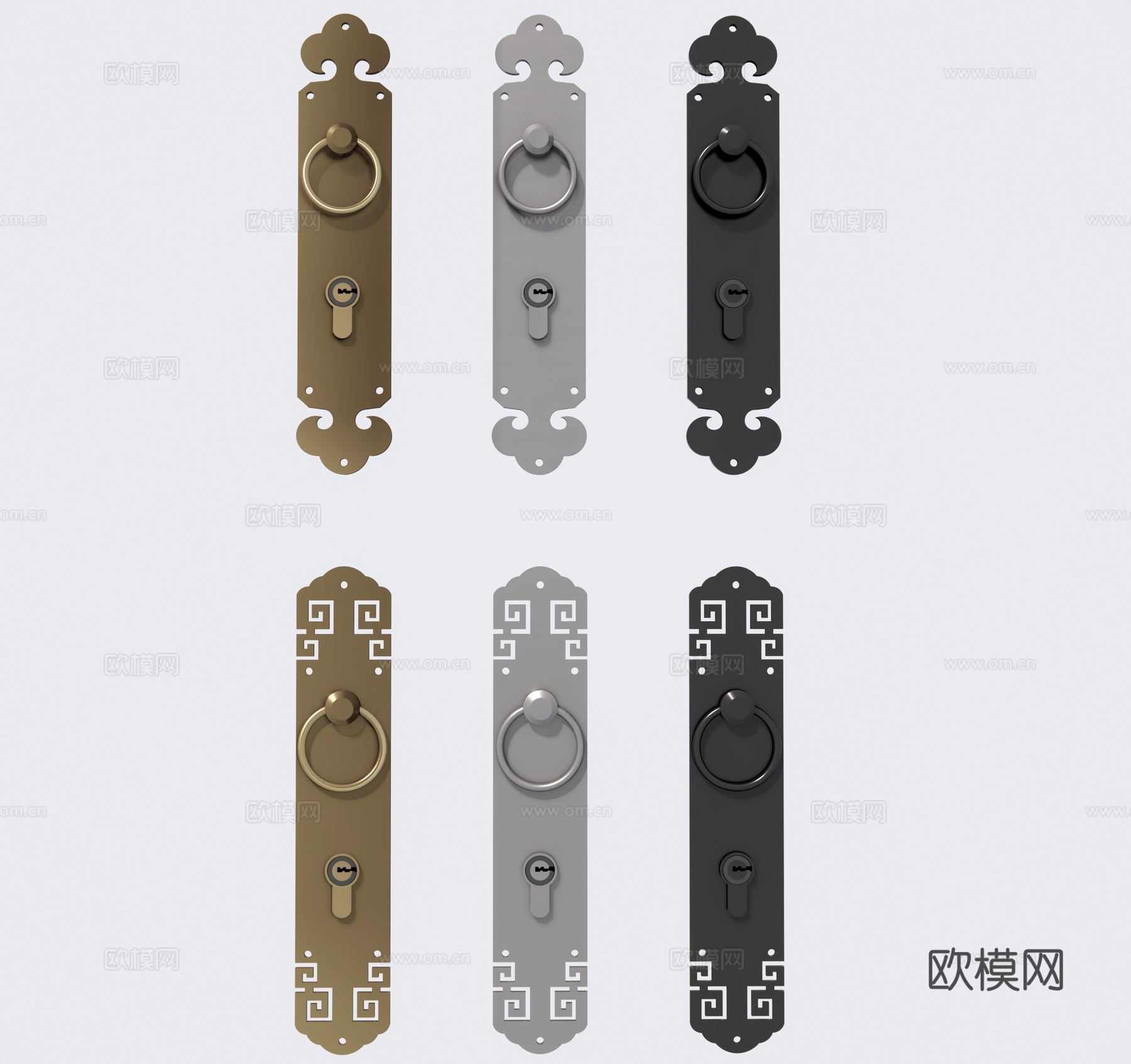 中式门把手门锁su模型下载