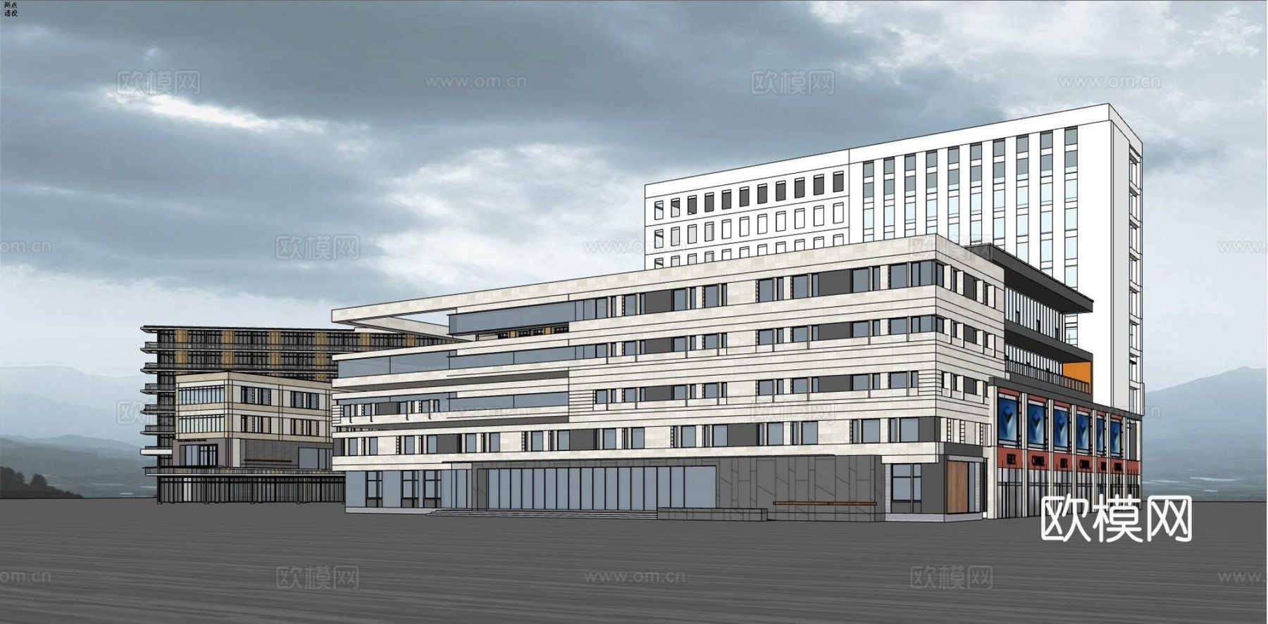 现代办公楼建筑外观su模型