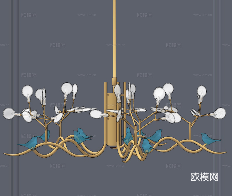 现代轻奢多头吊灯su模型下载