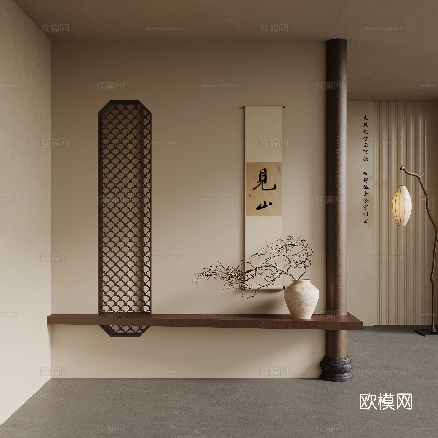 05新中式玄关隔断 宋式玄关3d模型