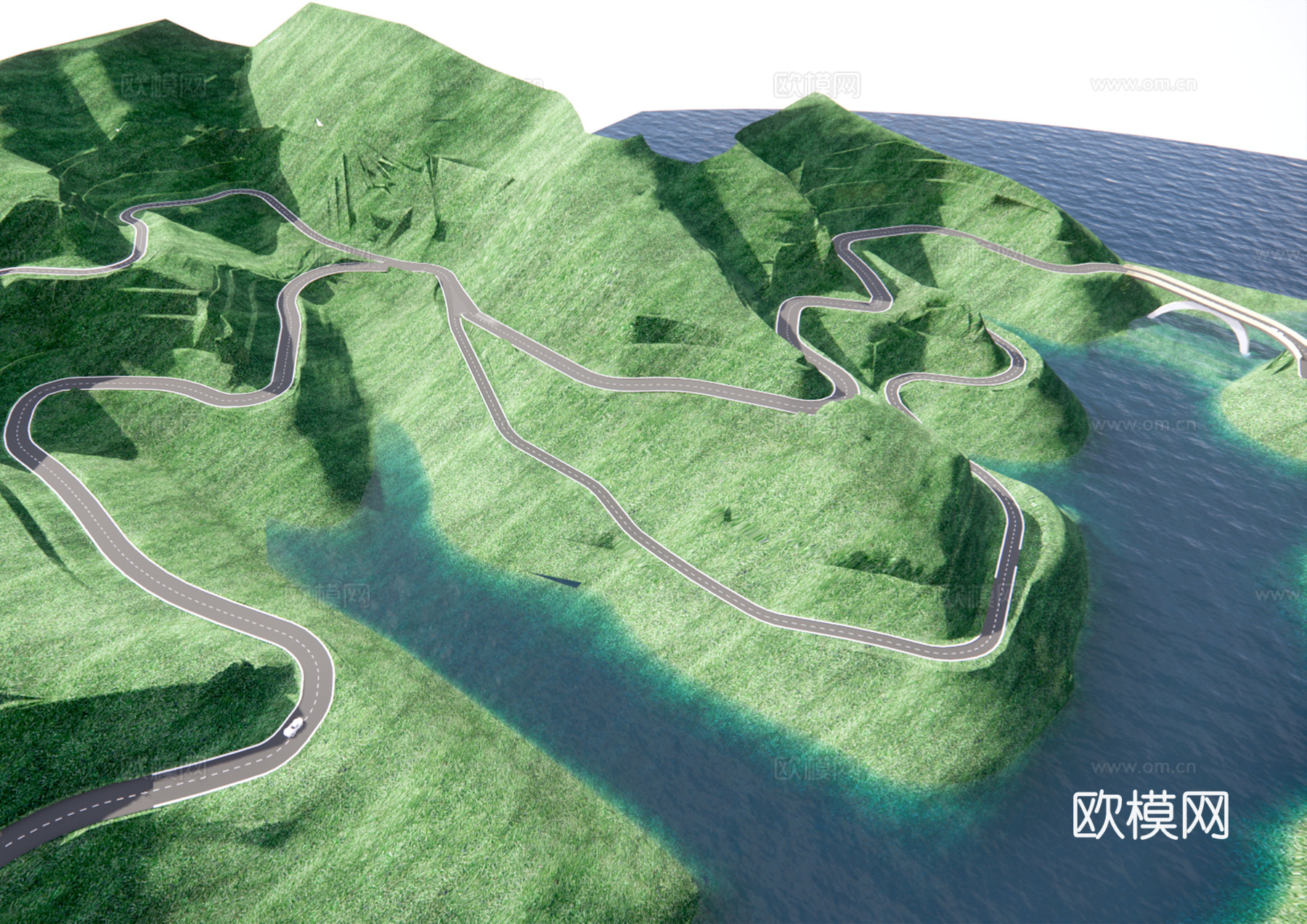 现代盘山公路su模型下载