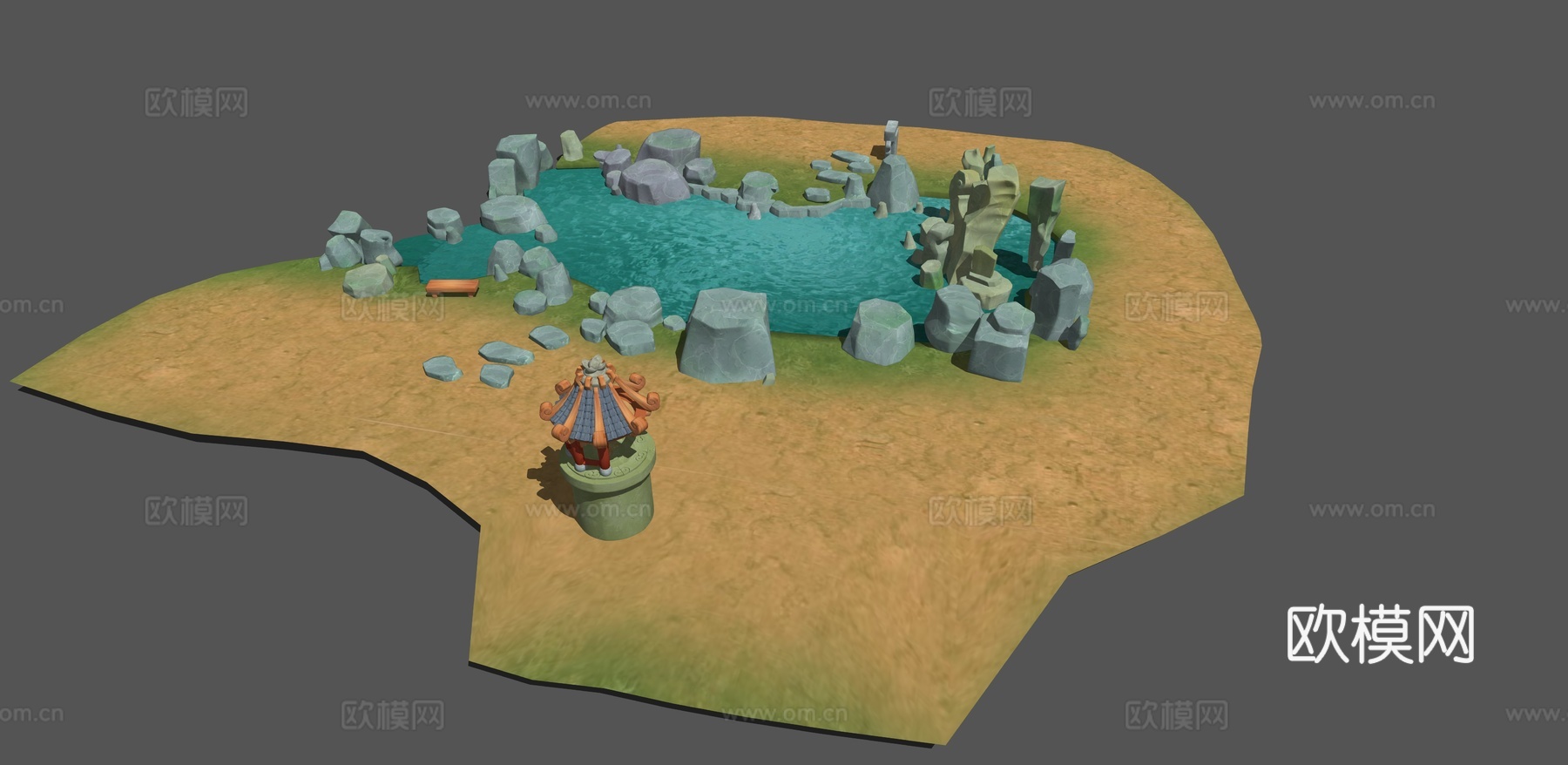 卡通温泉场景su模型