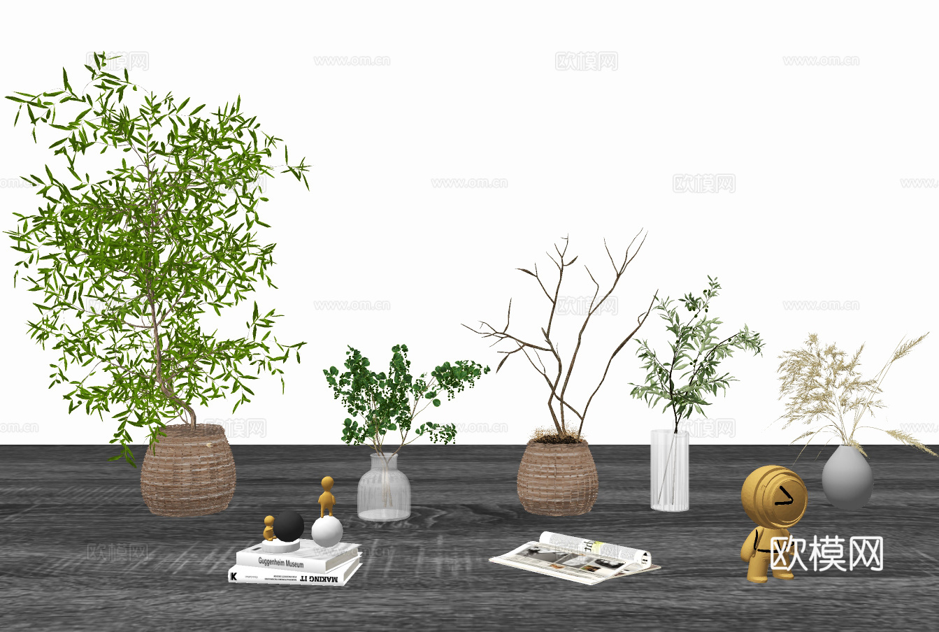 现代花瓶插花饰品摆件su模型下载