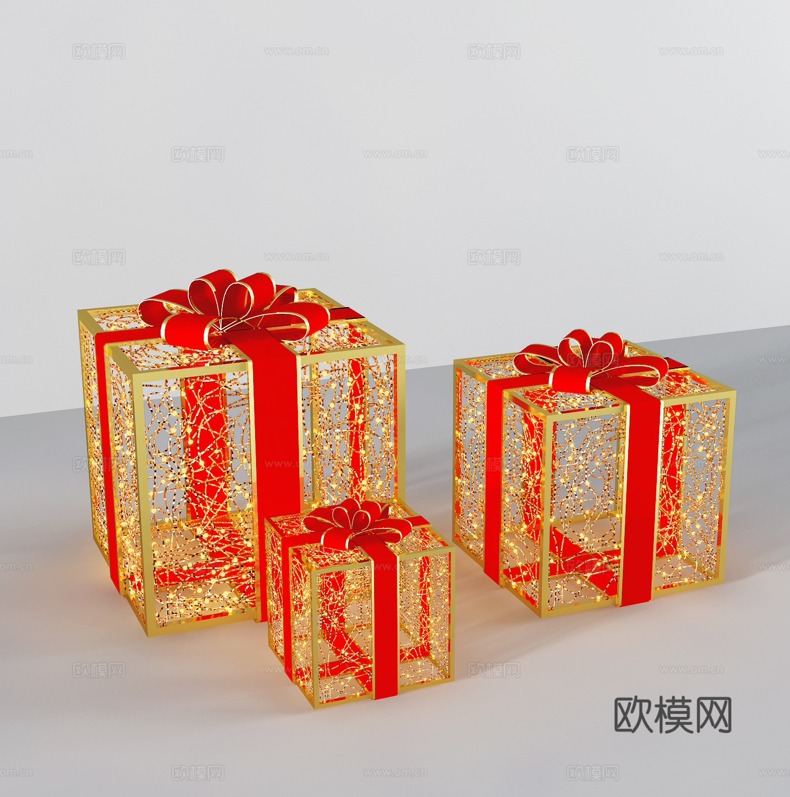 现代圣诞礼物礼品包装盒美陈su模型下载