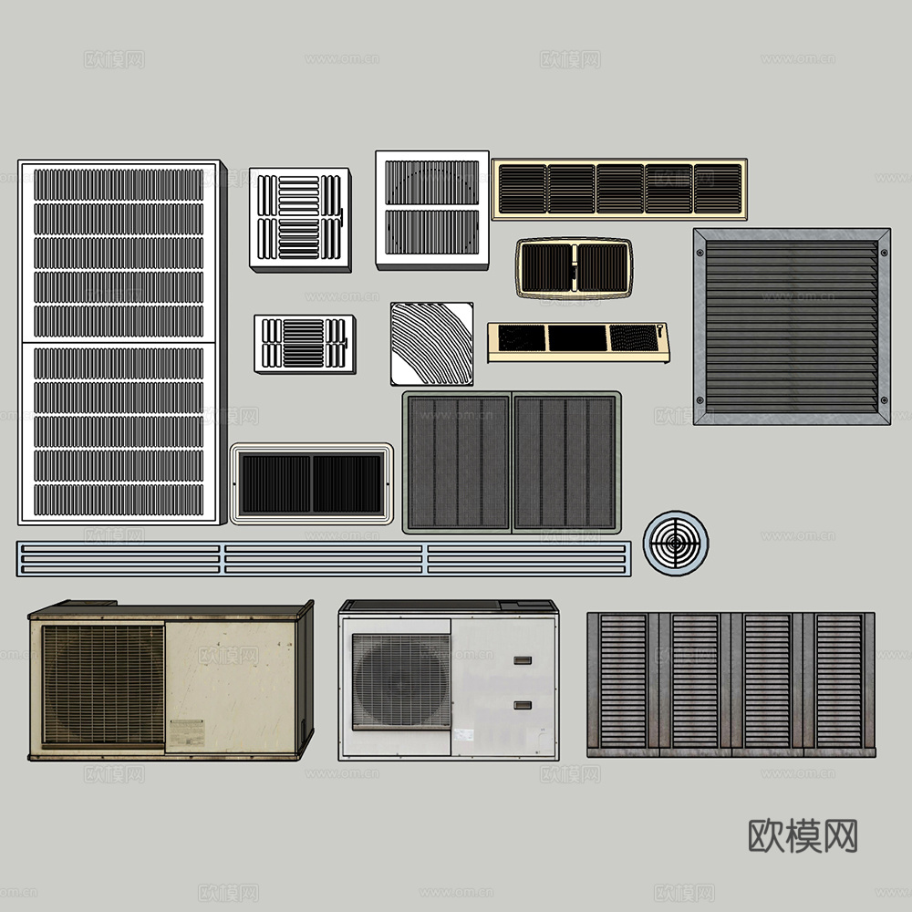 现代空调出风口格栅su模型下载
