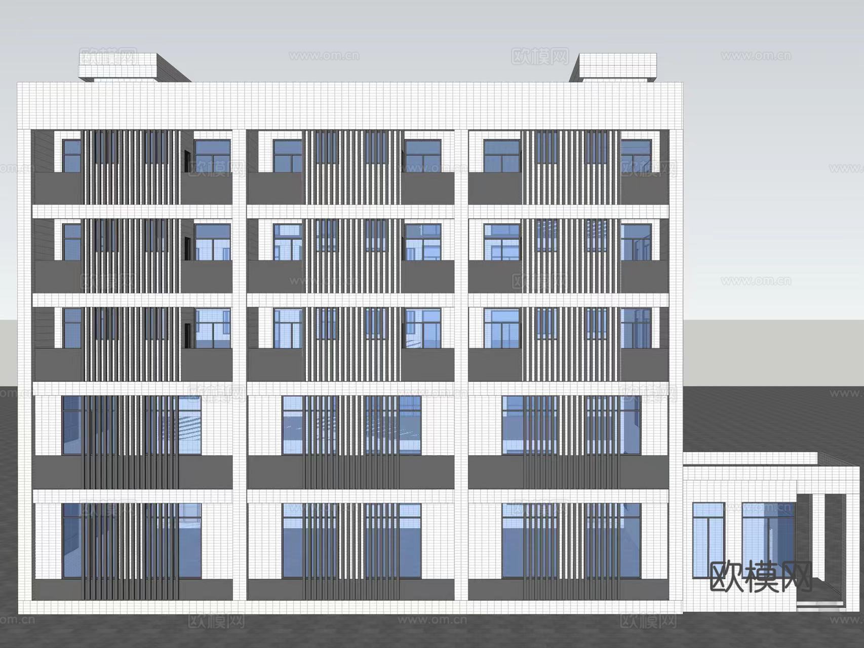 现代宿舍楼建筑外观su模型下载