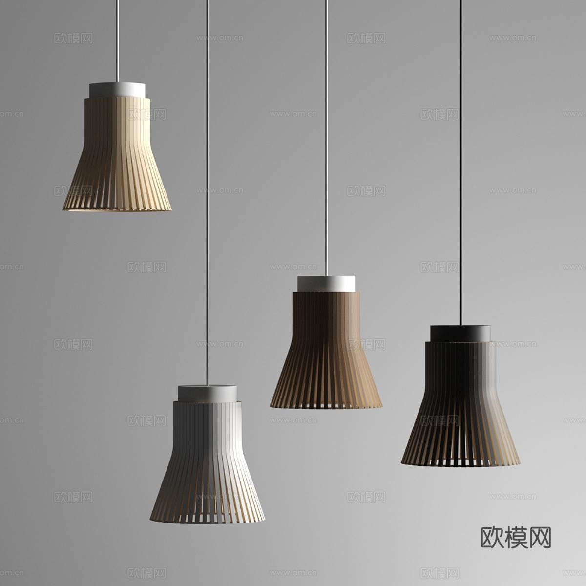 现代意式藤编装饰小吊灯3d模型