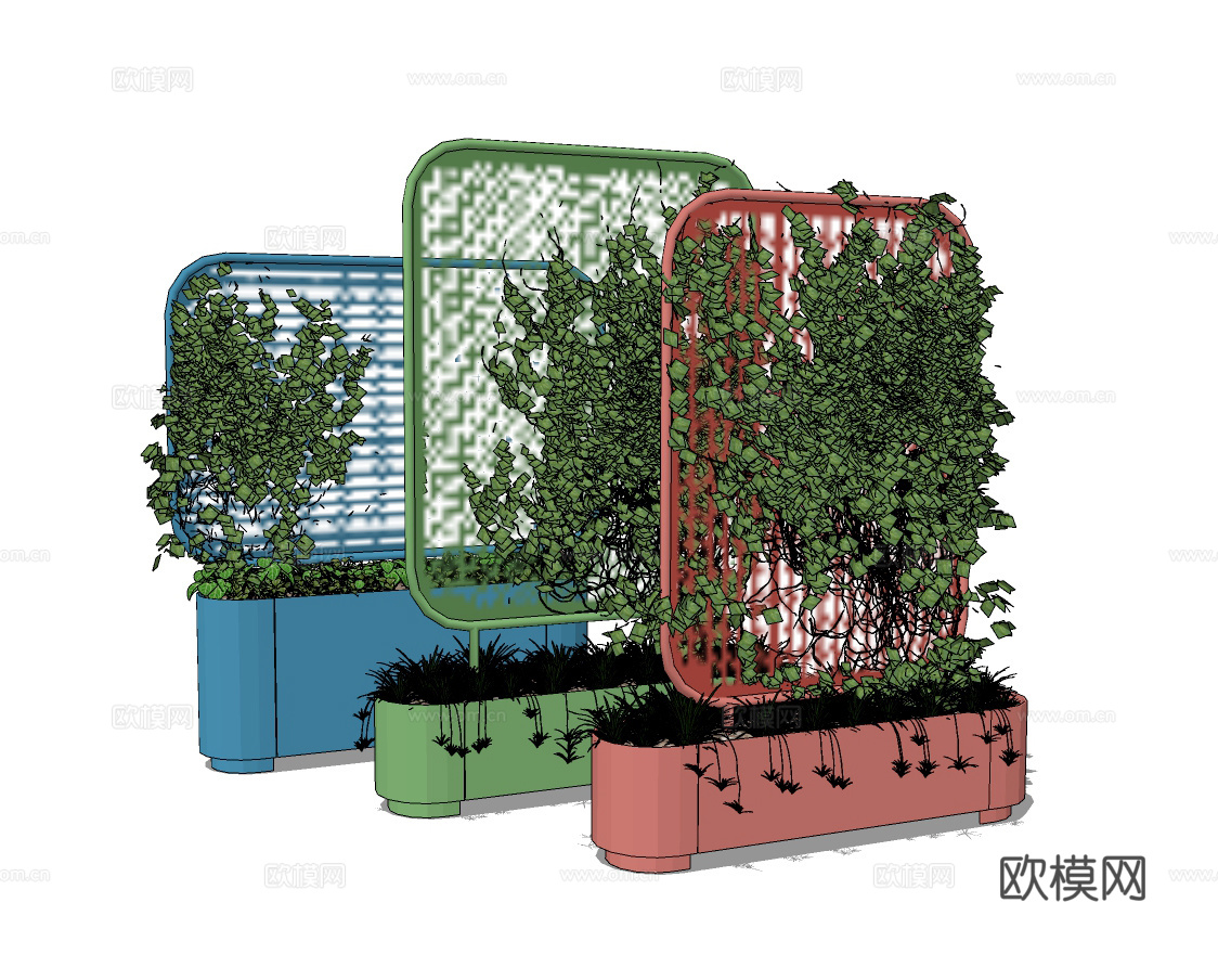 北欧藤蔓爬架花箱su模型下载