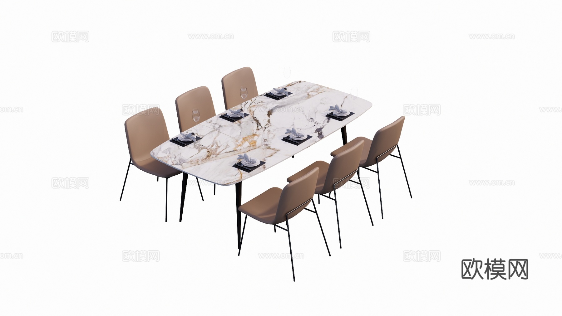 现代轻奢餐桌椅su模型下载