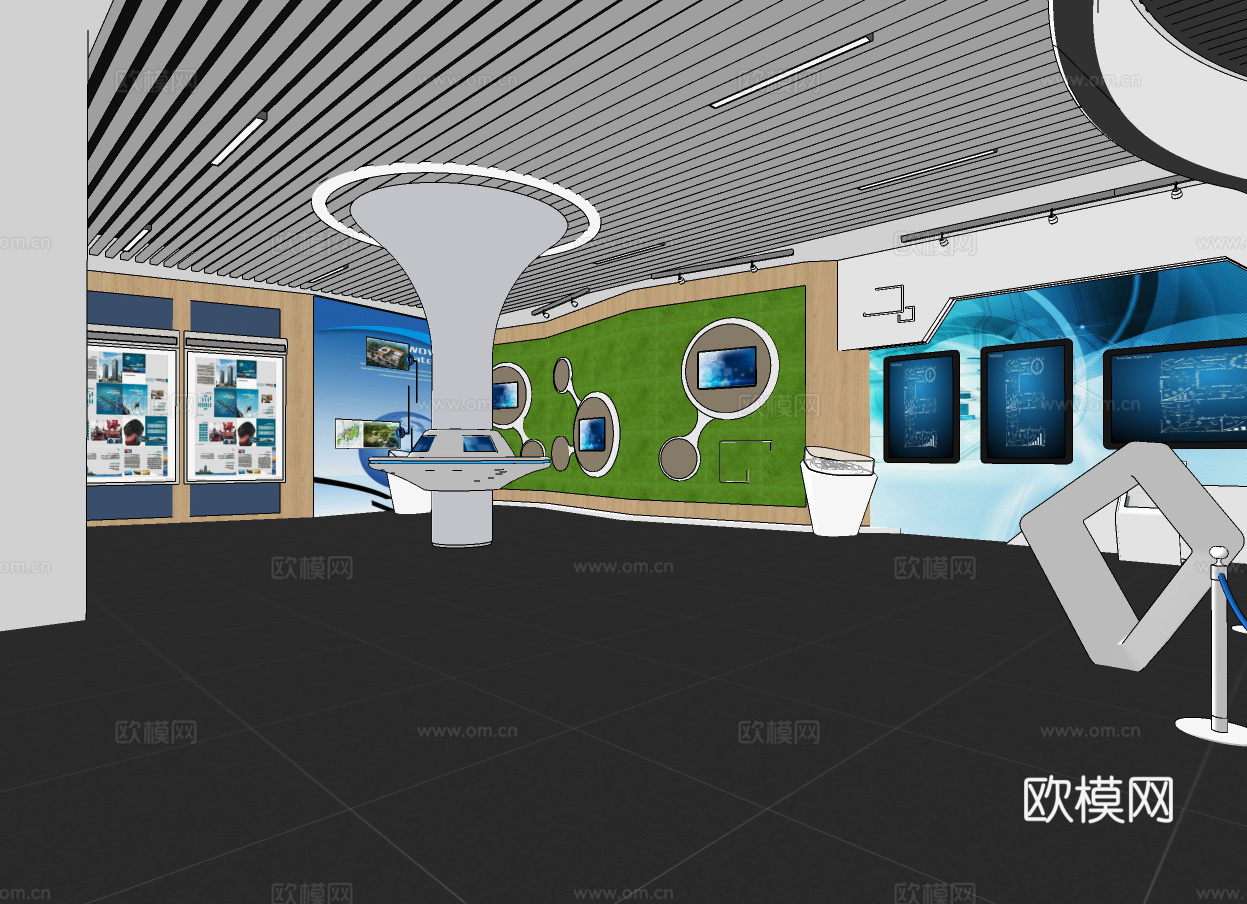 现代企业展厅su模型下载