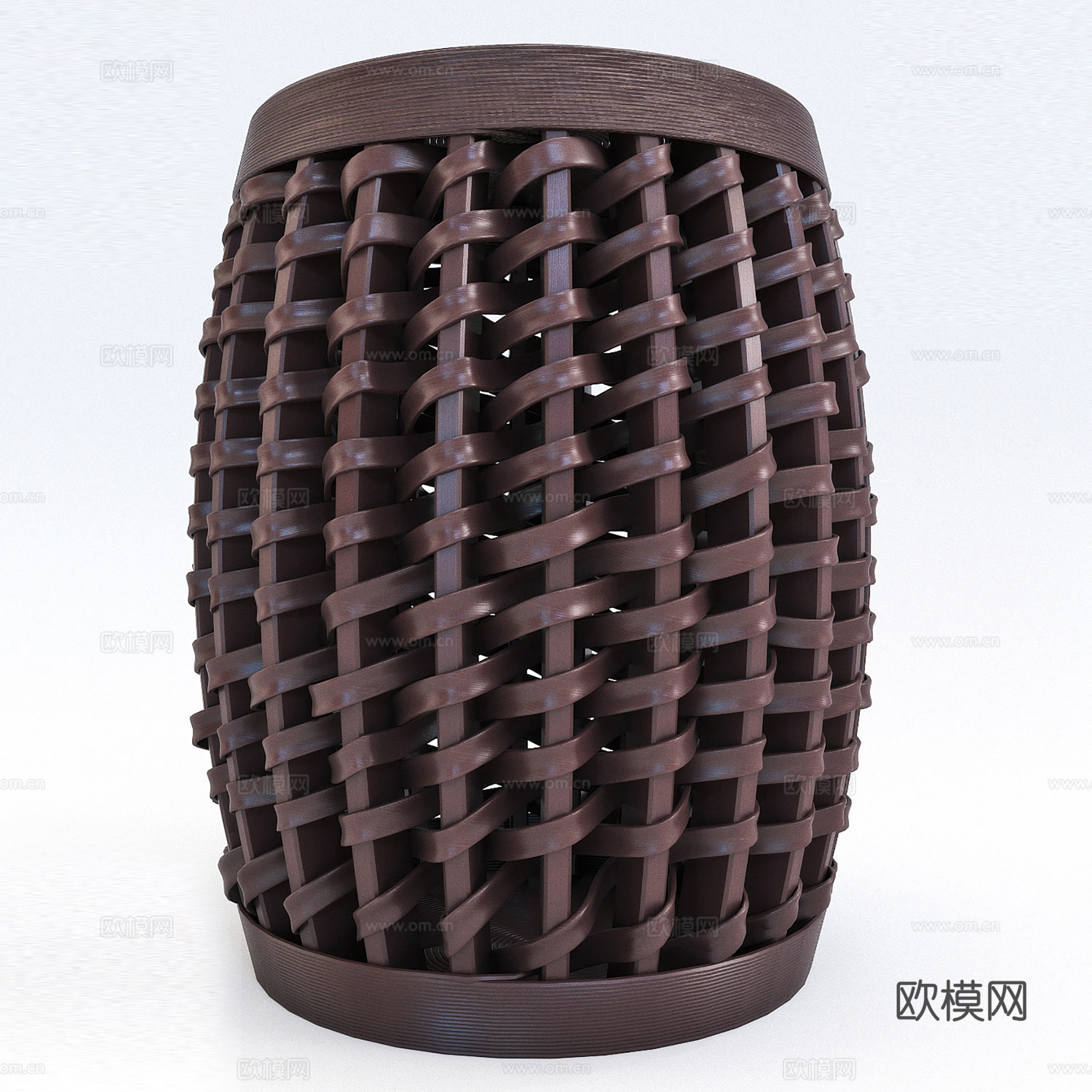 现代角几 圆几  藤编圆几3d模型