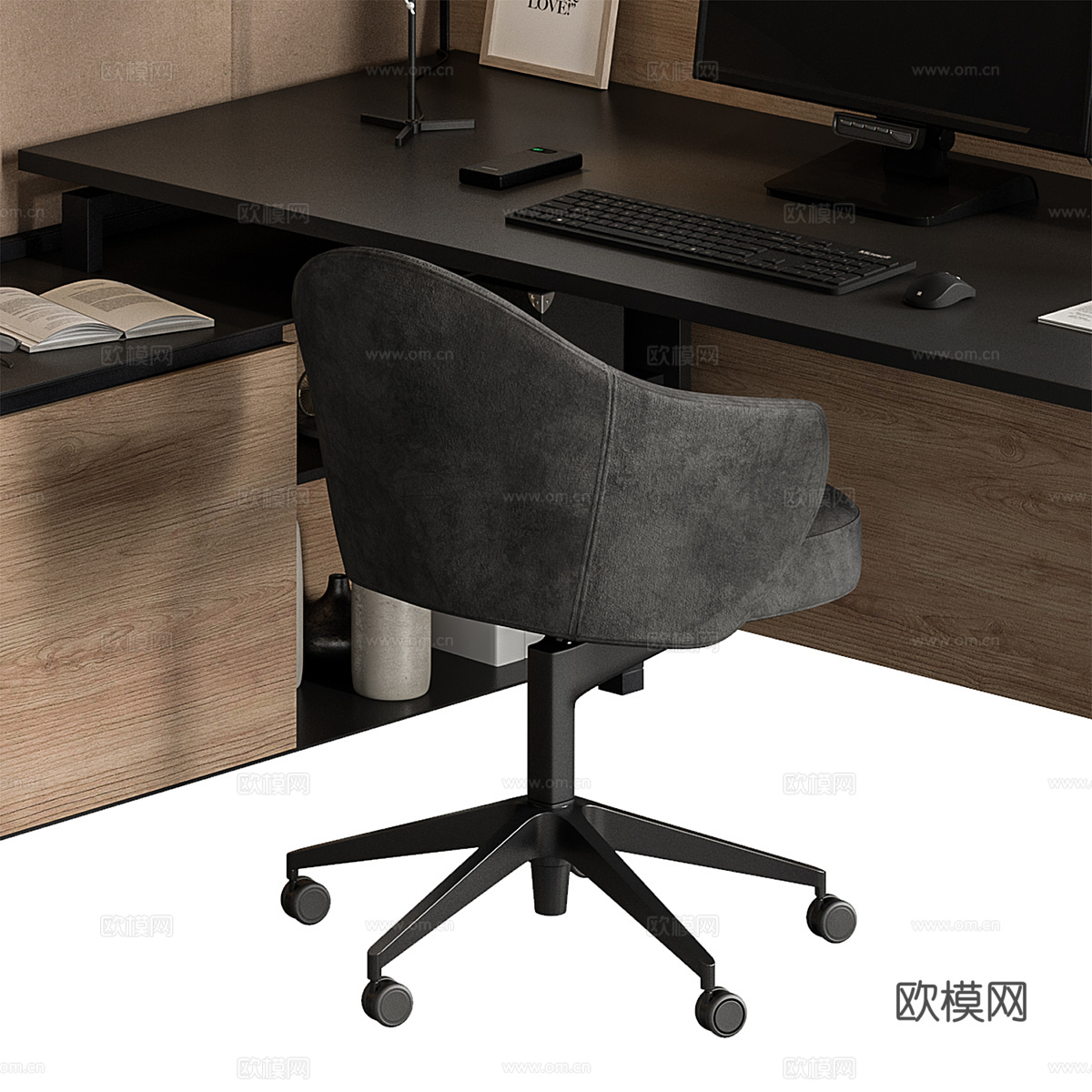 现代意式办公桌椅3d模型