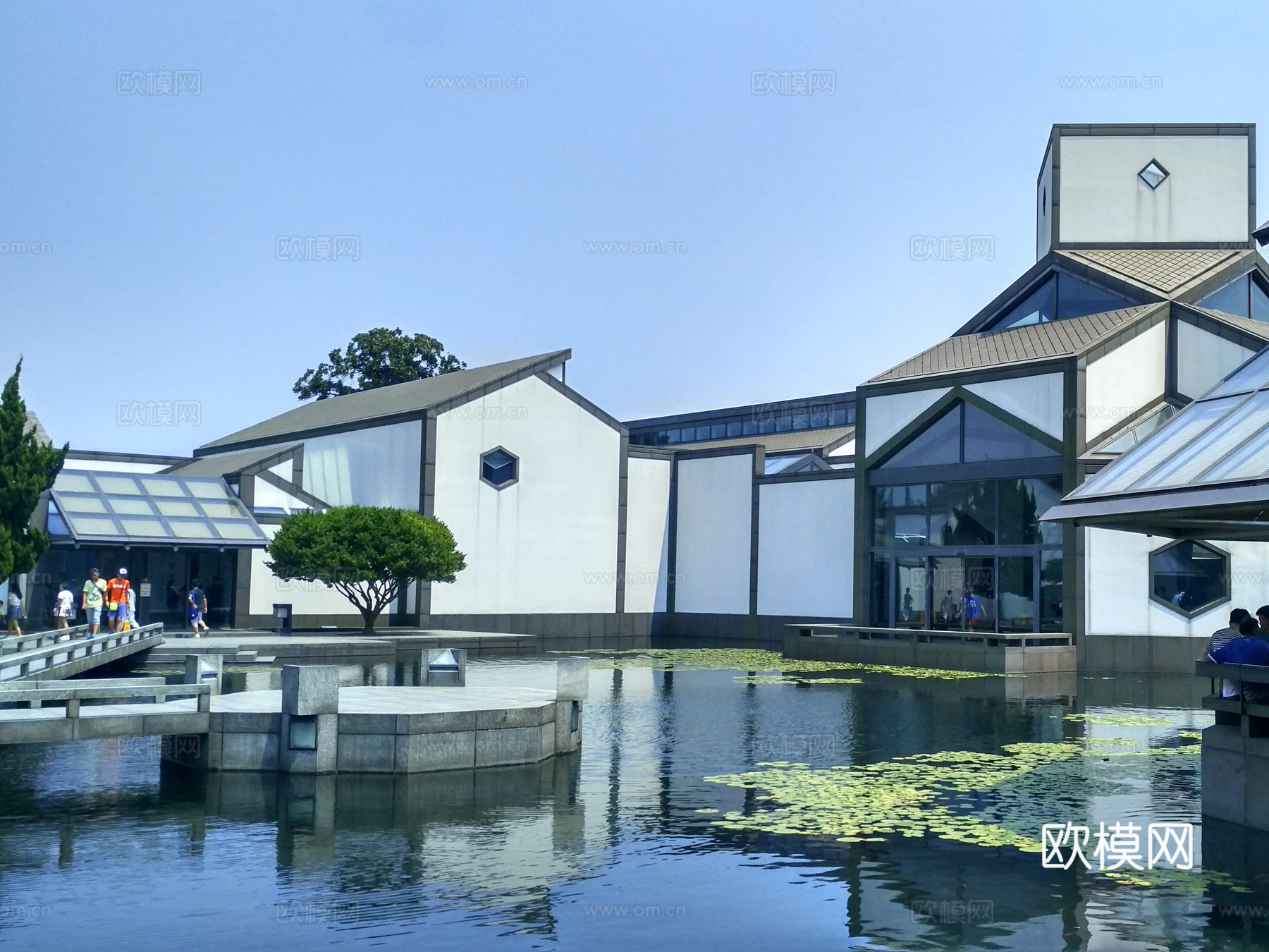 新中式博物馆建筑外观su模型下载