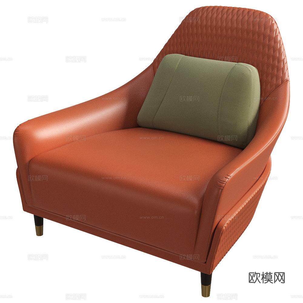 现代意式皮革沙发椅3d模型