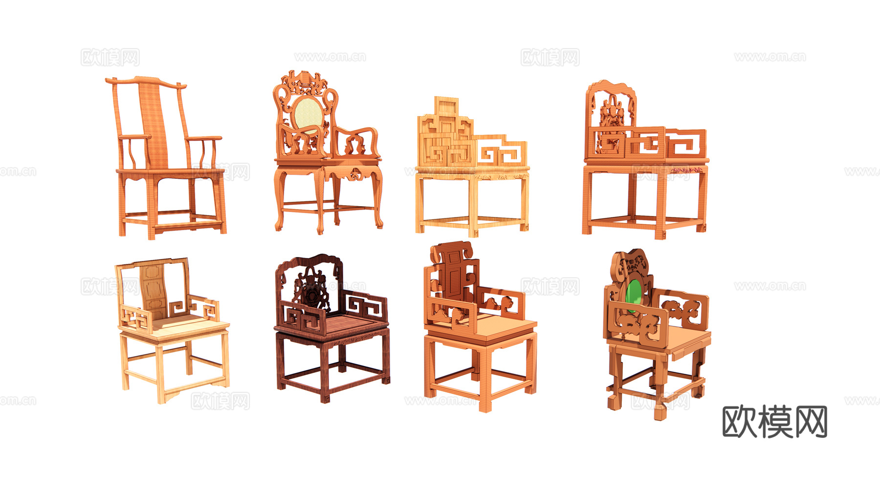 中式实木太师椅休闲椅su模型下载下载（渲染图2）